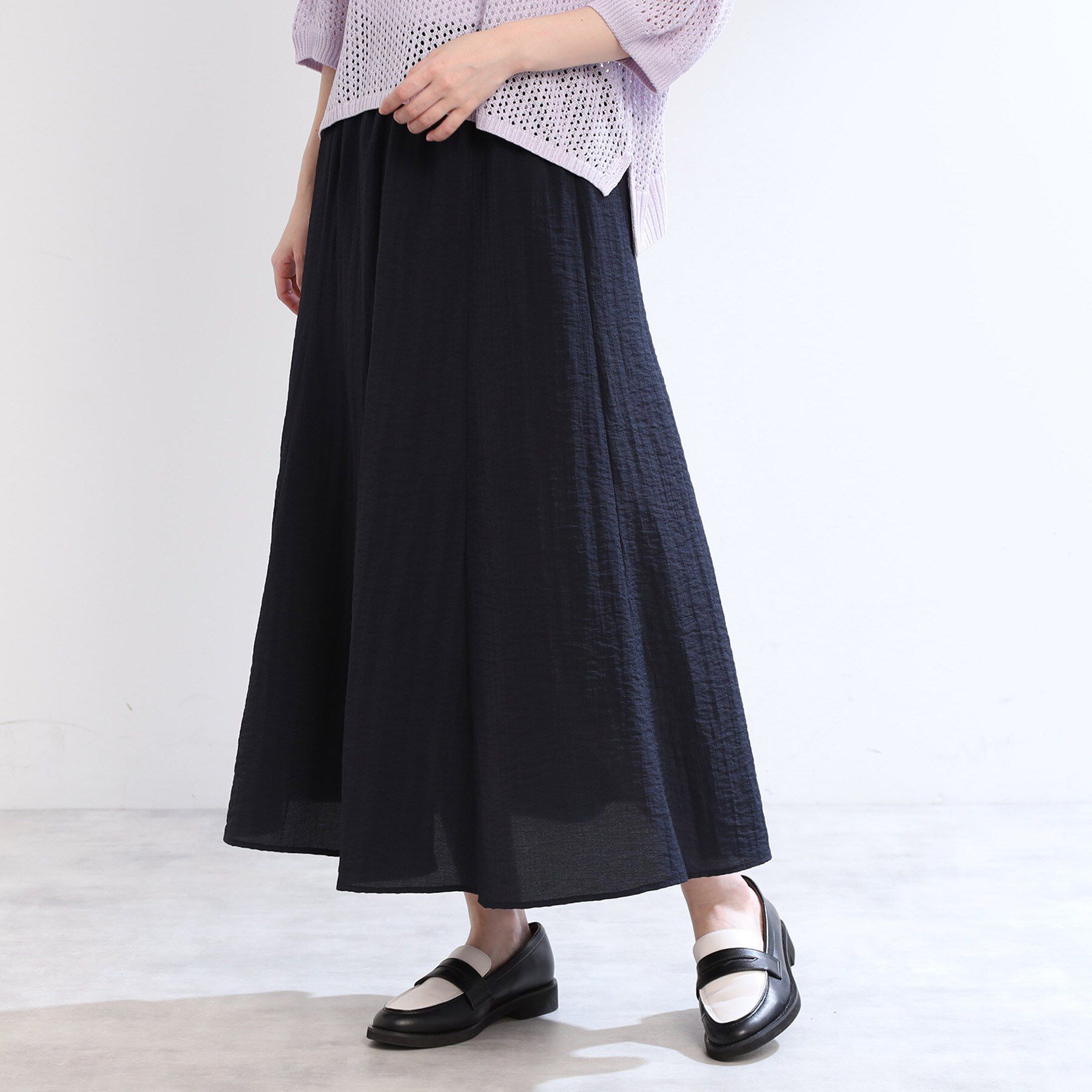 Reflect「【夏SALE／E‐QUALITY／手洗い可】シアースカート」|スカート|ネイビー(094)