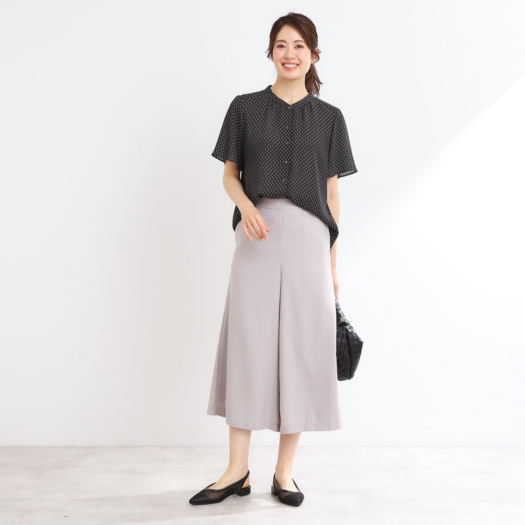 Reflect「【マシンウォッシュ可】五分袖コツキプリントブラウス」|シャツ・ブラウス|