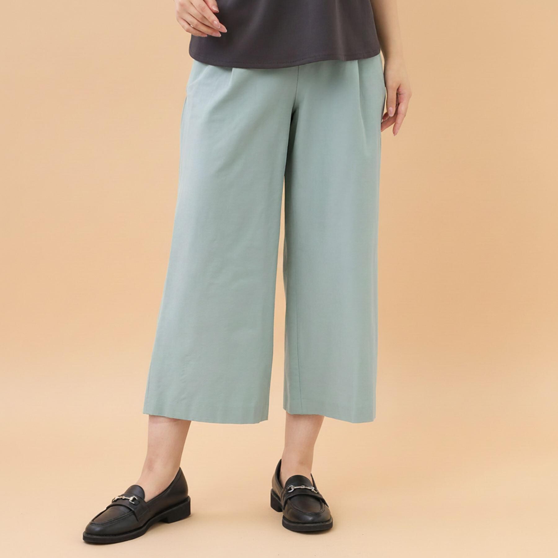 Reflect「【お腹・腰周りすっきり見え◎】ストレッチワイドクロップドパンツ」|その他|ミントグリーン(02