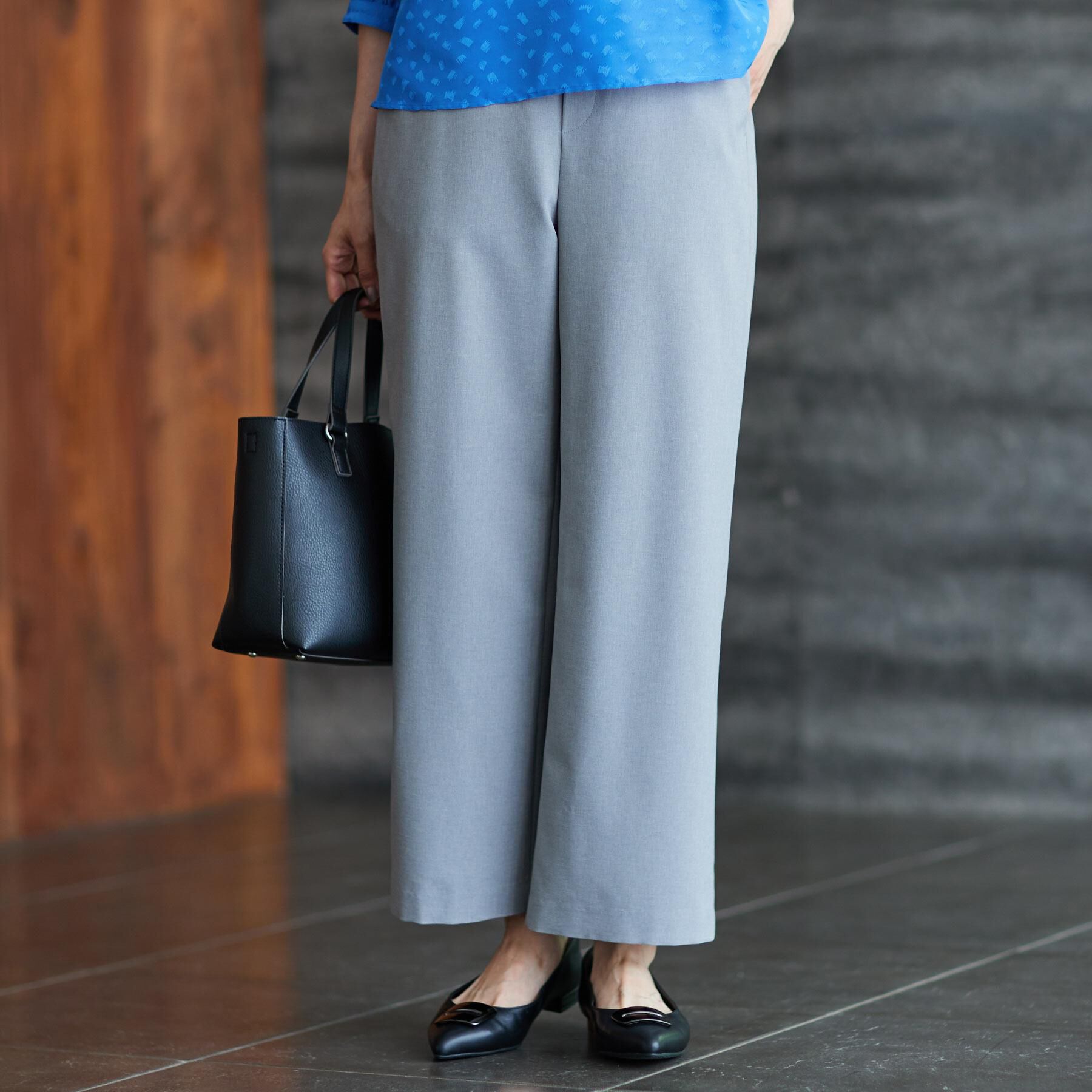 Reflect「【撥水加工で裾が汚れにくい◎／ウエスト総ゴム】ワイドストレートパンツ」|その他|グレー(012)