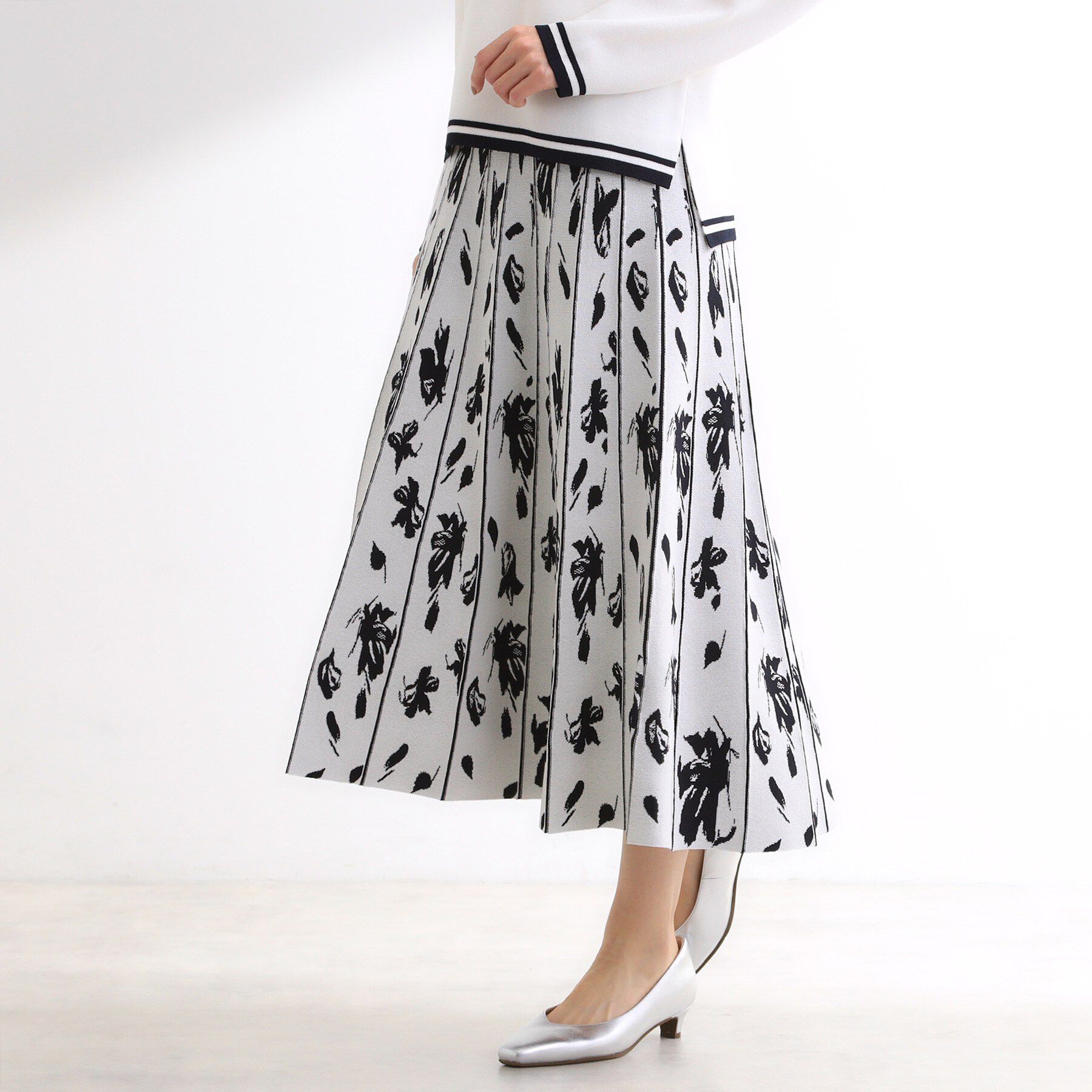 Reflect「【セットアップ可】ダブルジャカードニットフレアスカート」|スカート|