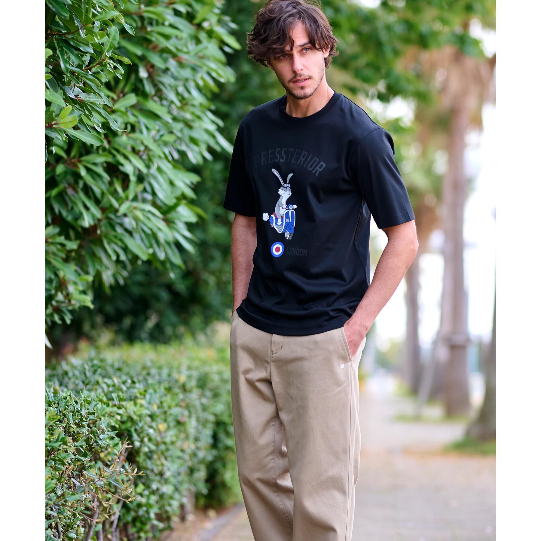 DRESSTERIOR「【接触冷感/抗菌防臭/消臭】ICE CLEAR COTTON ロンドンラビットTシャツ」|Tシャツ・カットソー|