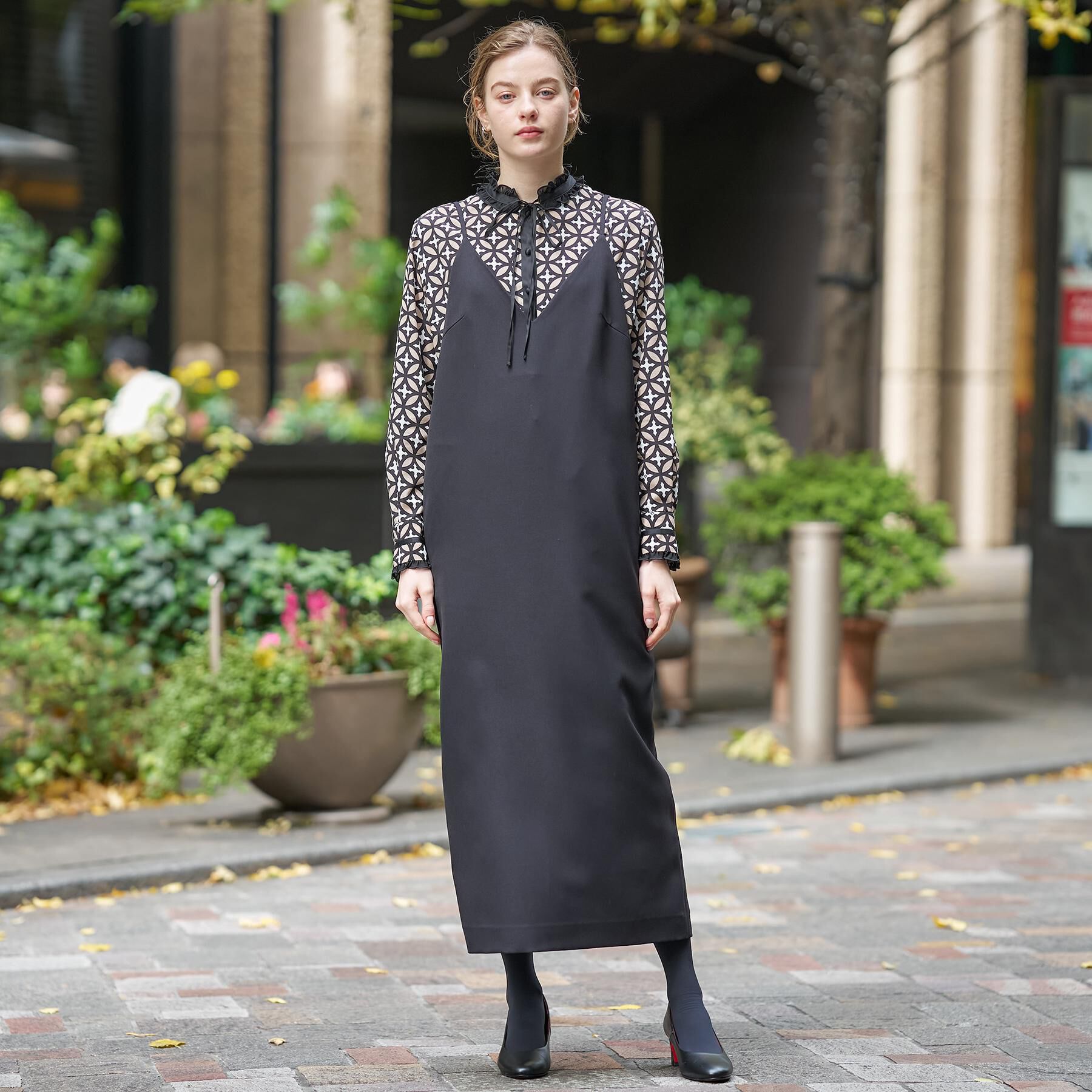 DRESSTERIOR「【美人百花/モデル美香着用】コンフォートアイラインキャミワンピース」|ワンピース|ブラック(019)