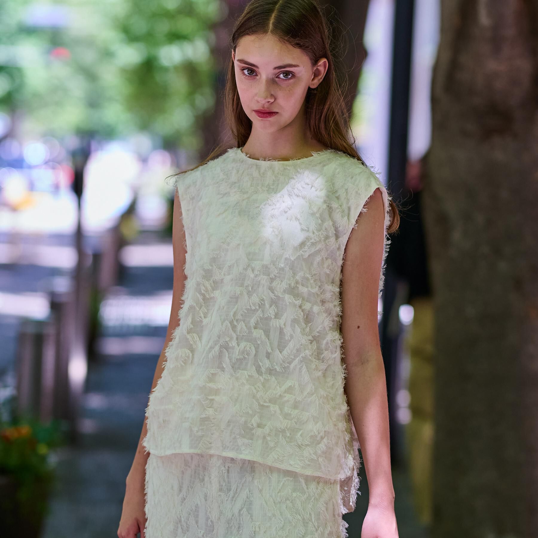 DRESSTERIOR「【セットアップ可/トレンド】カットジャカードフレンチスリーブブラウス」|シャツ・ブラウス|