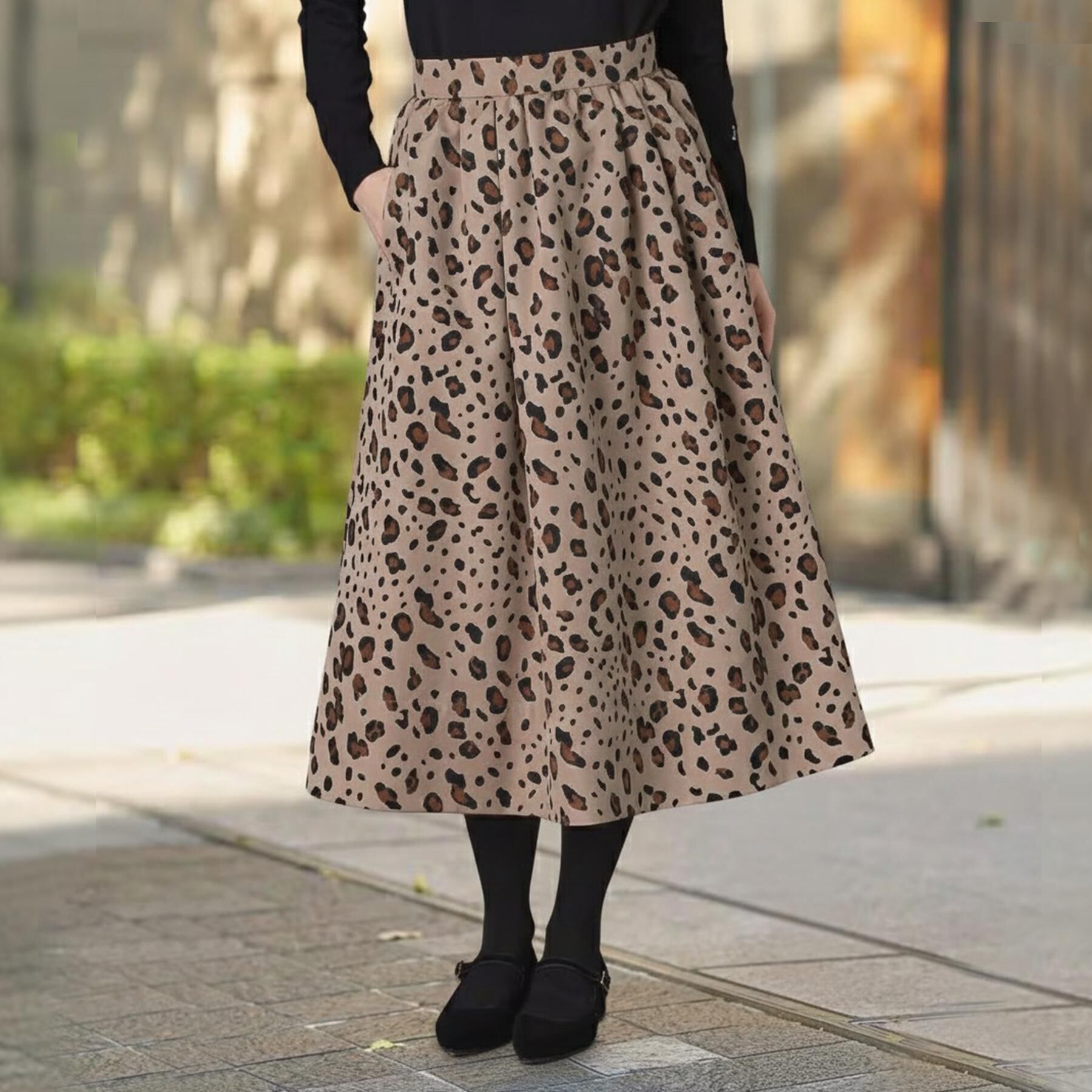 DRESSTERIOR「レオパードタックボリュームスカート」|スカート|モカブラウン(142