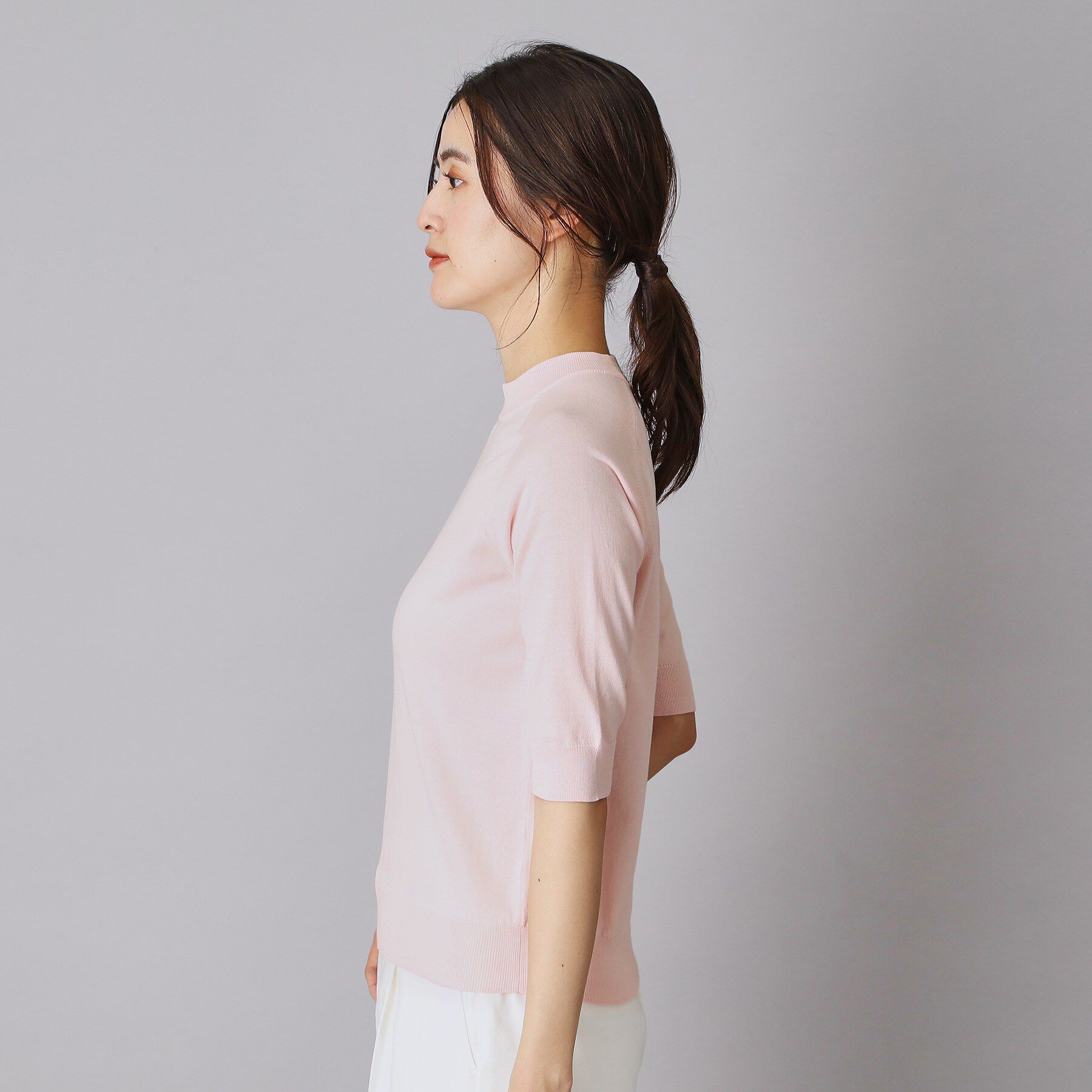 DRESSTERIOR「【ウォッシャブル】コットンシルクハーフスリーブニット」|ニット・セーター|