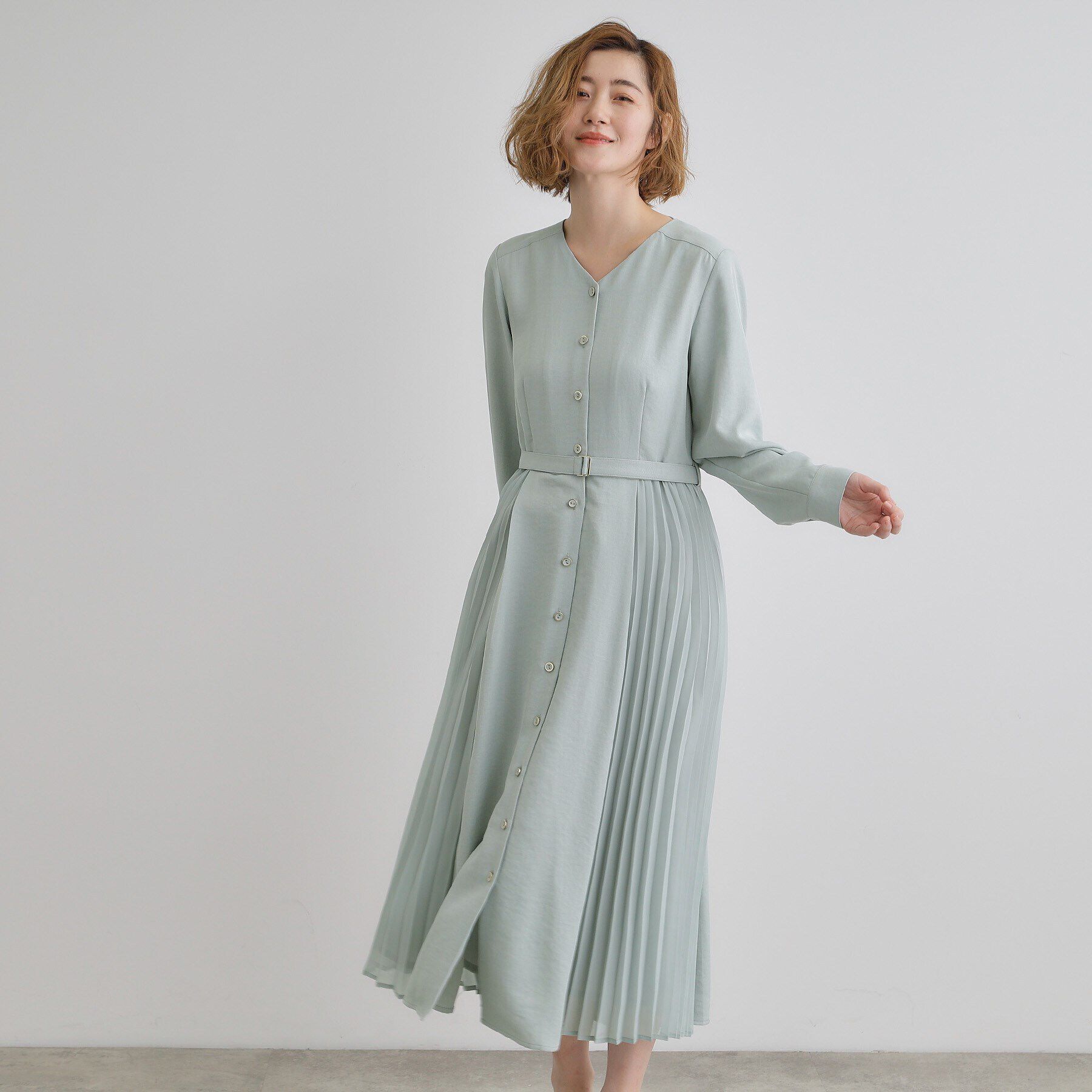 grove「サイドプリーツシャツワンピース」|ワンピース|
