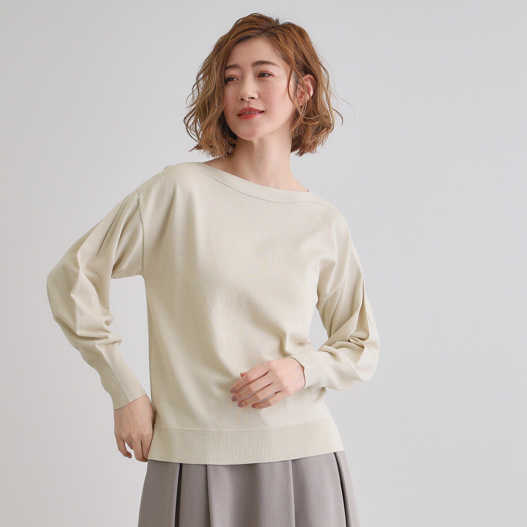 grove「袖タックラメニットプルオーバー」|Tシャツ・カットソー|