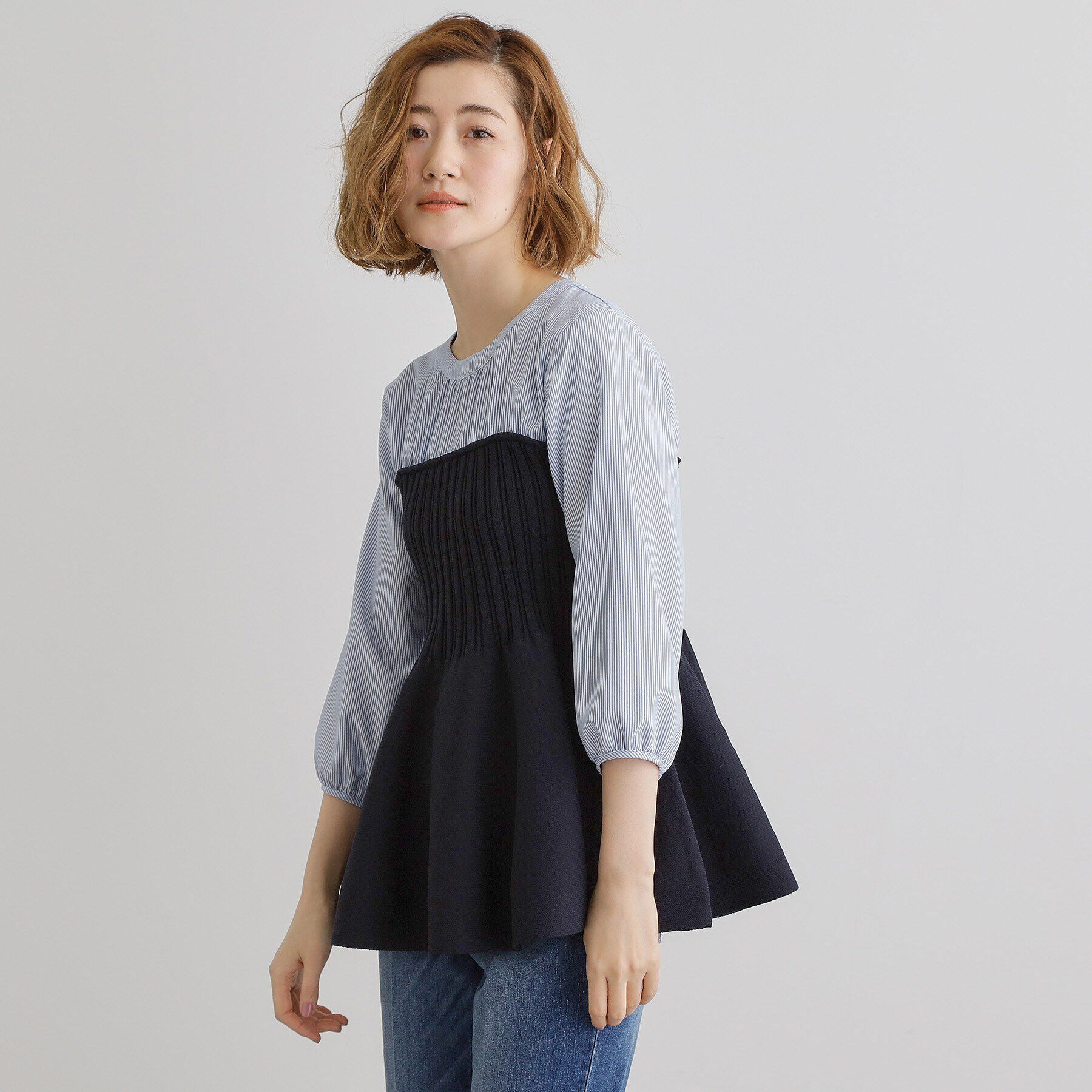 grove「ニットビスチェドッキングシャツ」|Tシャツ・カットソー|ネイビー(094)