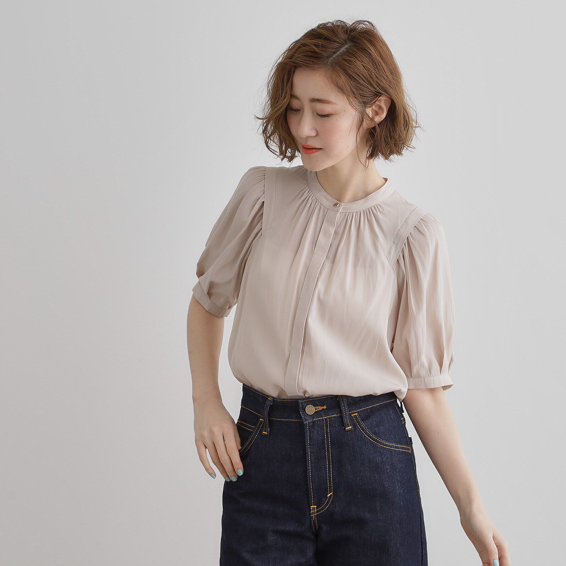 grove「【洗える】ヴィンテージサテンウイングスリーブブラウス」|シャツ・ブラウス|ライトピンク(070