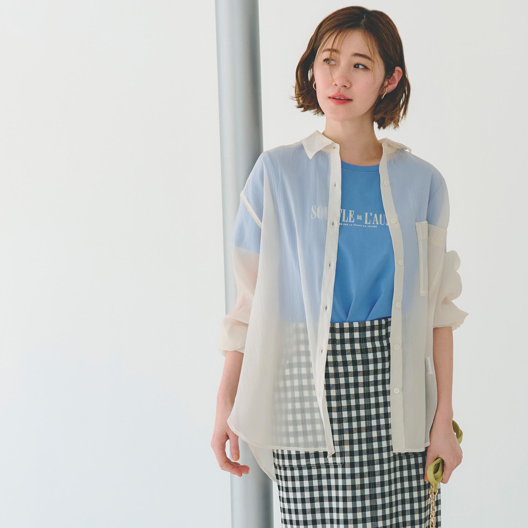 grove「【大人の抜け感スタイル】ストライプアソートシアーオーバーシャツ」|シャツ・ブラウス|アイボリー(004)