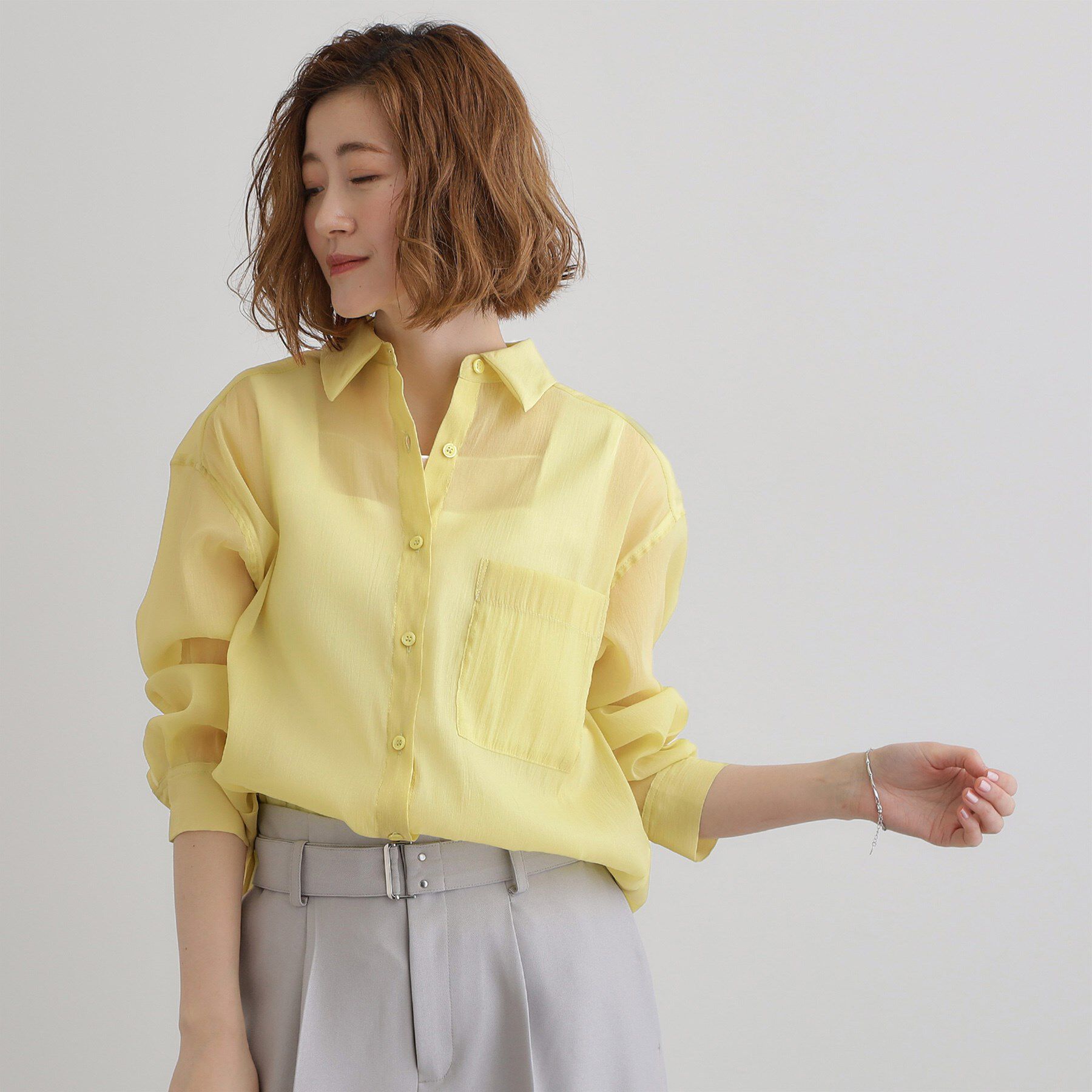 grove「【大人の抜け感スタイル】ストライプアソートシアーオーバーシャツ」|シャツ・ブラウス|