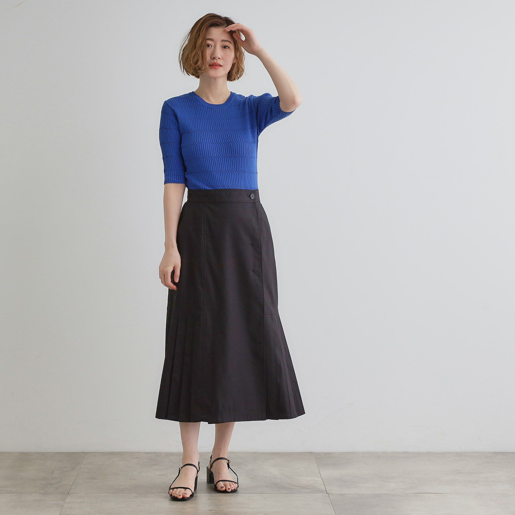 grove「地柄ボーダーリブニットプルオーバー」|ニット・セーター|