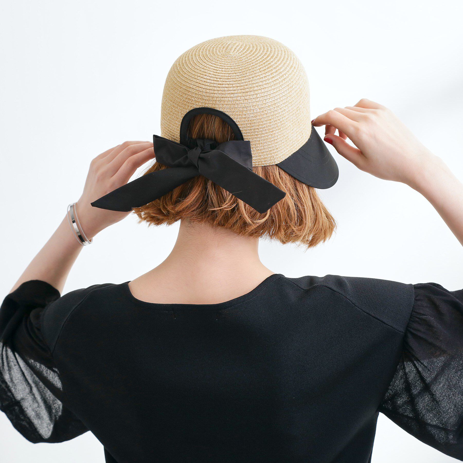 grove「ウォッシャブルブレード切替ワイドブリムリボンキャップ」|キャップ・キャスケット|