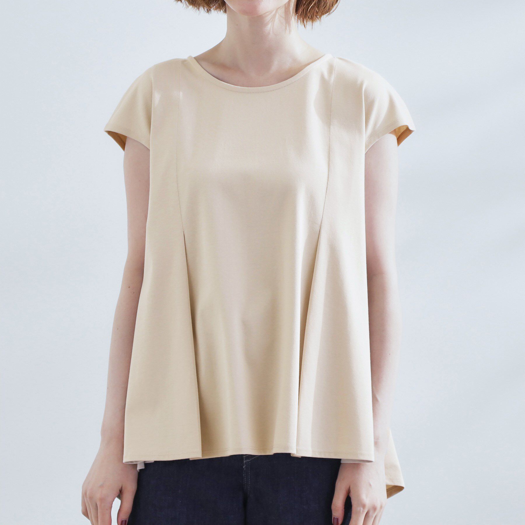 grove「すっきり見え　ペプラムフレンチスリーブカットソー」|Tシャツ・カットソー|