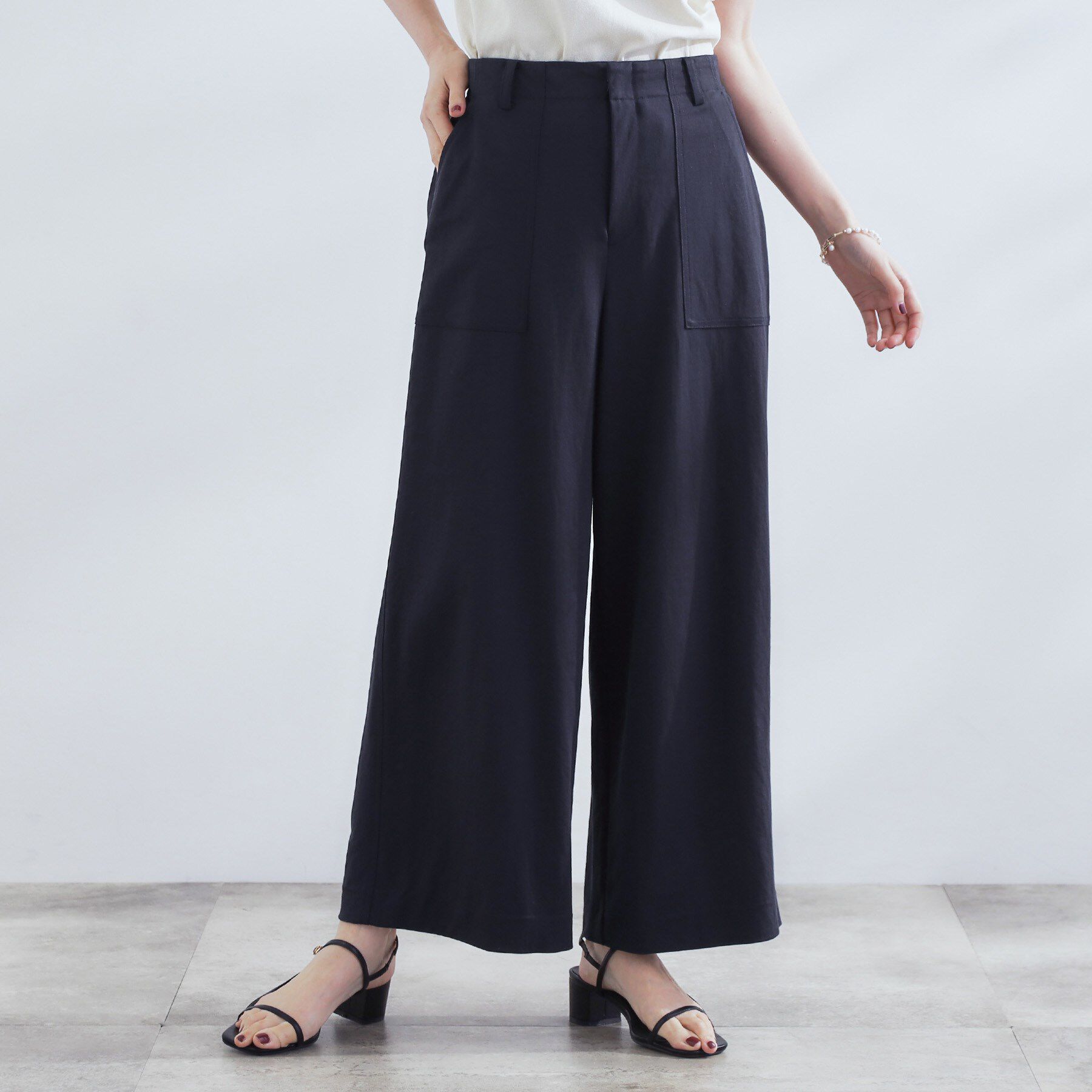 grove「【接触冷感】見た目はきちんと、着心地はらくちん クロップドベイカーパンツ」|その他|ネイビー(094)