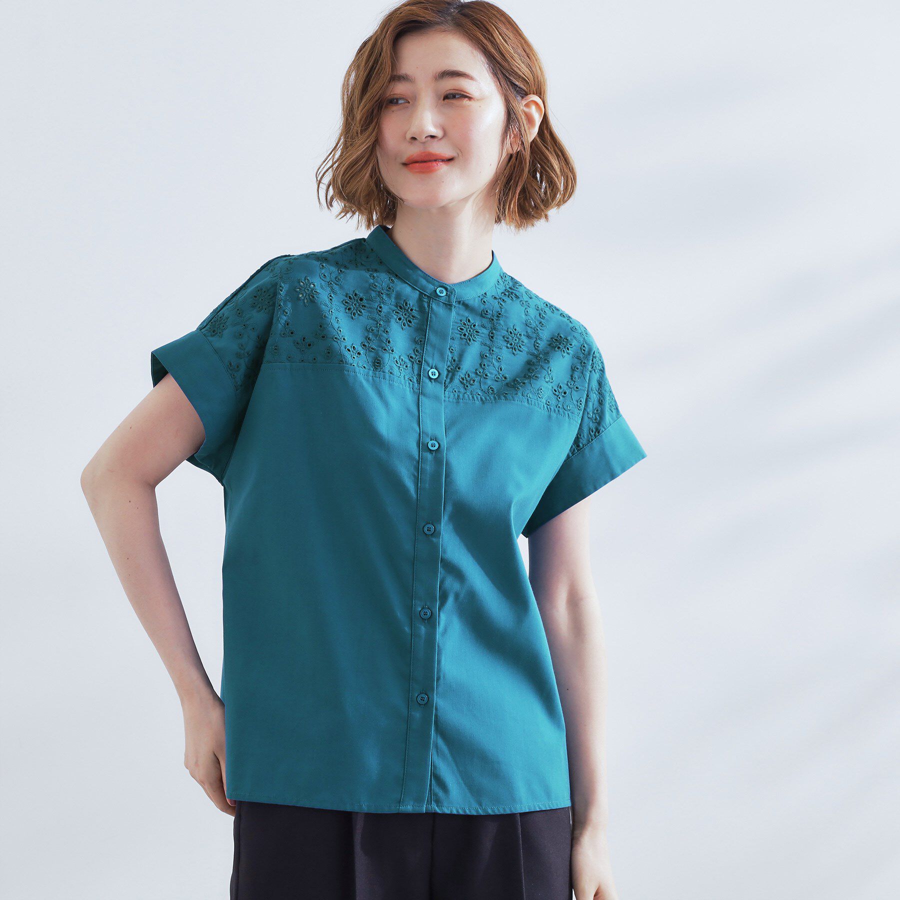 grove「涼やかさと上品さを兼ね備えた　レースシャツブラウス」|シャツ・ブラウス|