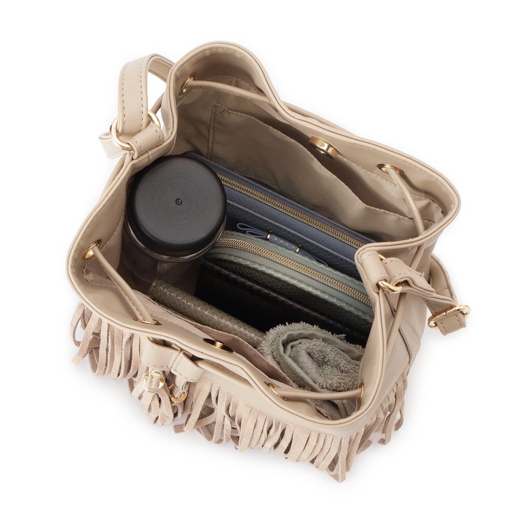 grove「スエードフリンジ巾着ショルダーバッグ」|ショルダー・メッセンジャー|