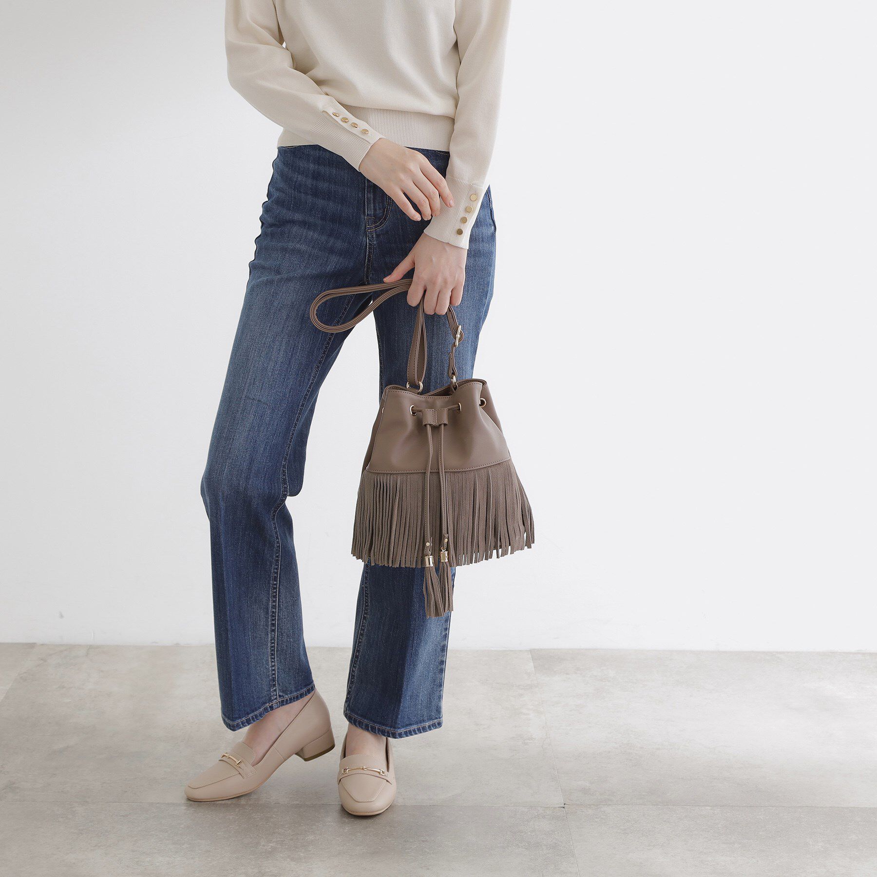 grove「スエードフリンジ巾着ショルダーバッグ」|ショルダー・メッセンジャー|