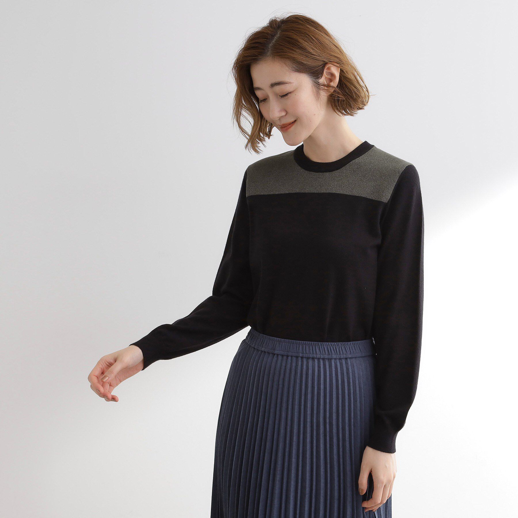 grove「【アンサンブル対応】バイカラー切替ニット」|ニット・セーター|