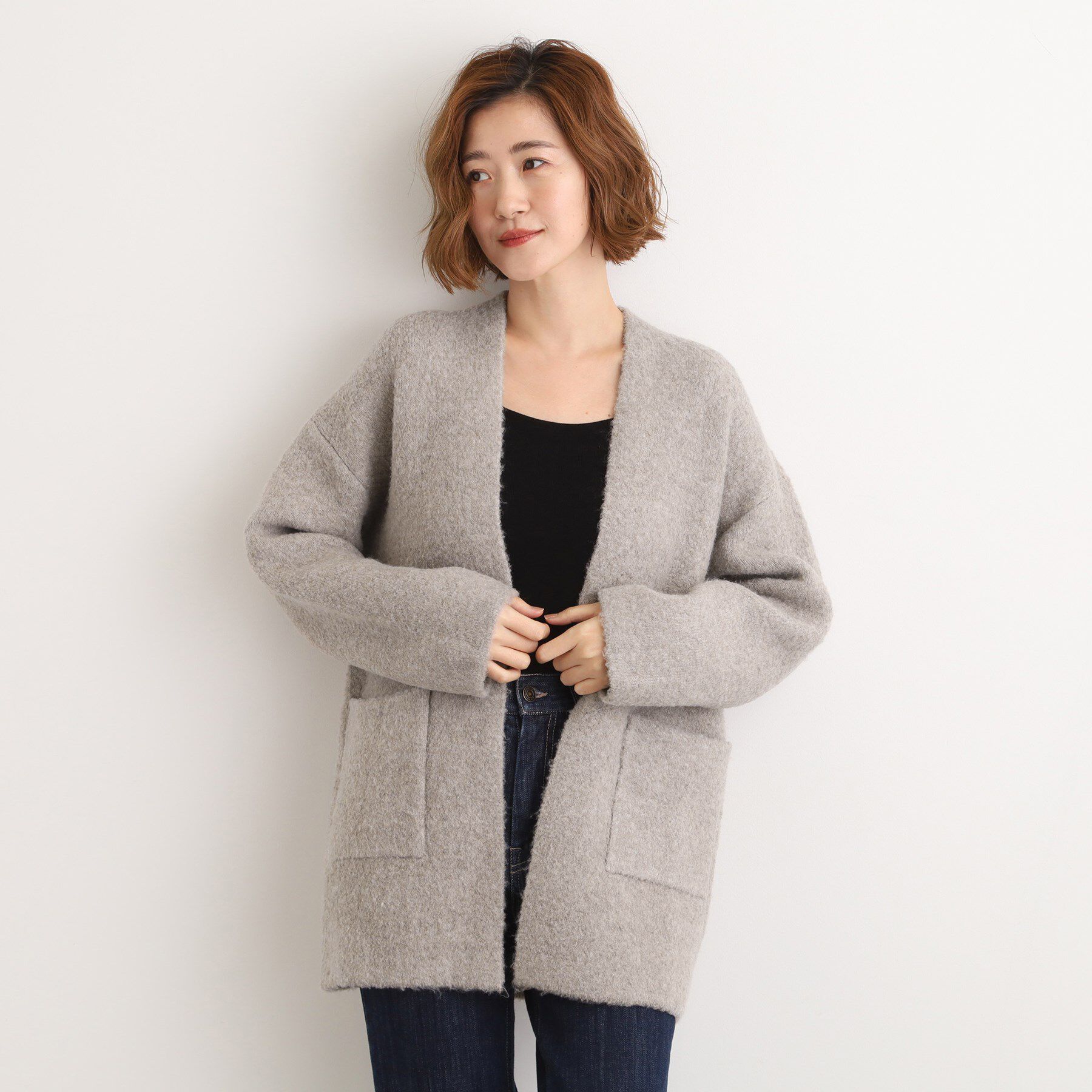 grove「軽やかに着流す　ブークレニットコーディガン」|カーディガン|トープ(054)