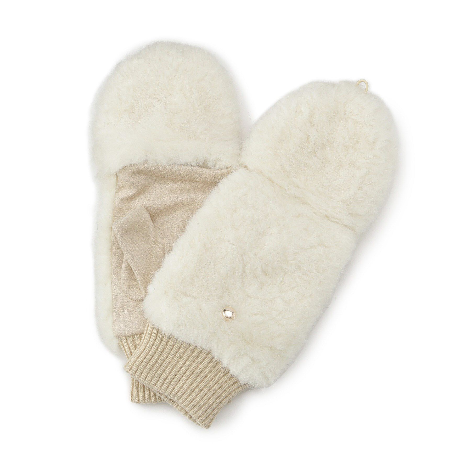 grove「2WAYフェイクファーミトン」|手袋|アイボリー(004)