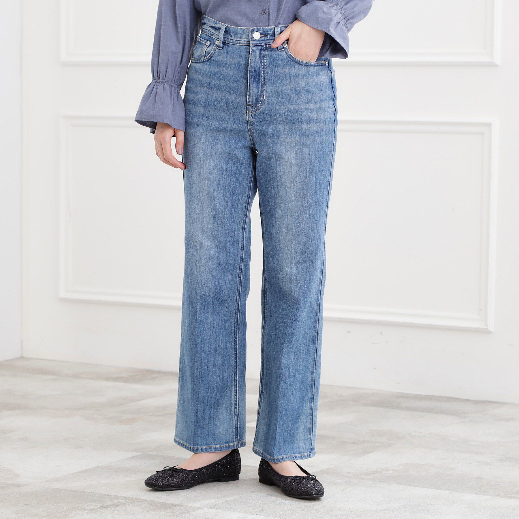 grove「【選べる着丈】美シルエットデニムソフトフレアーパンツ」|デニム|