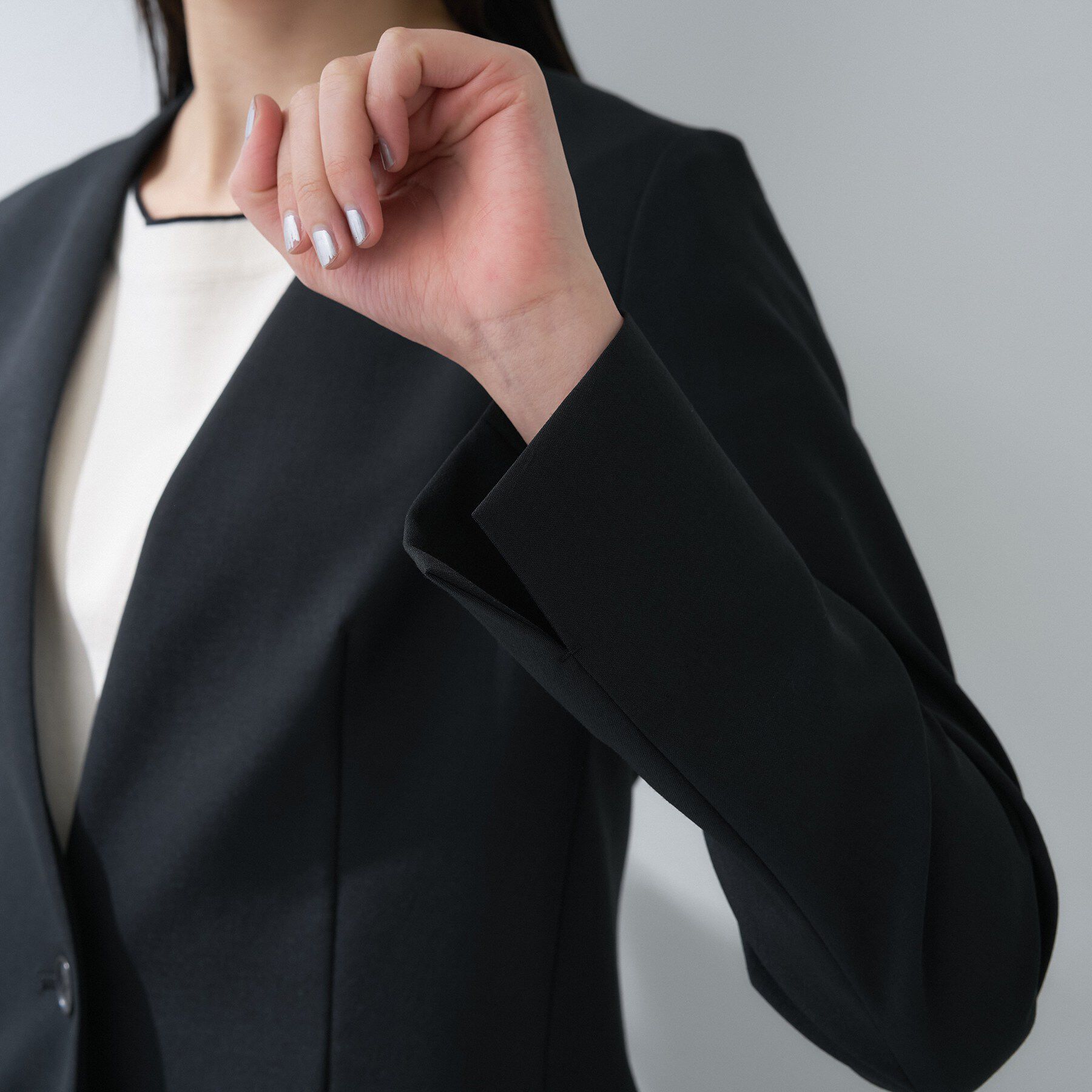 INDIVI「【定番スーツ／UVケア／洗える】ウール調ノーカラージャケット」|スーツ|