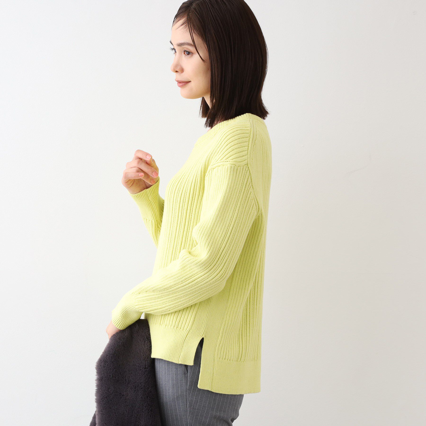 INDIVI「【コットン混／洗える】ミニケーブル柄ニット」|ニット・セーター|