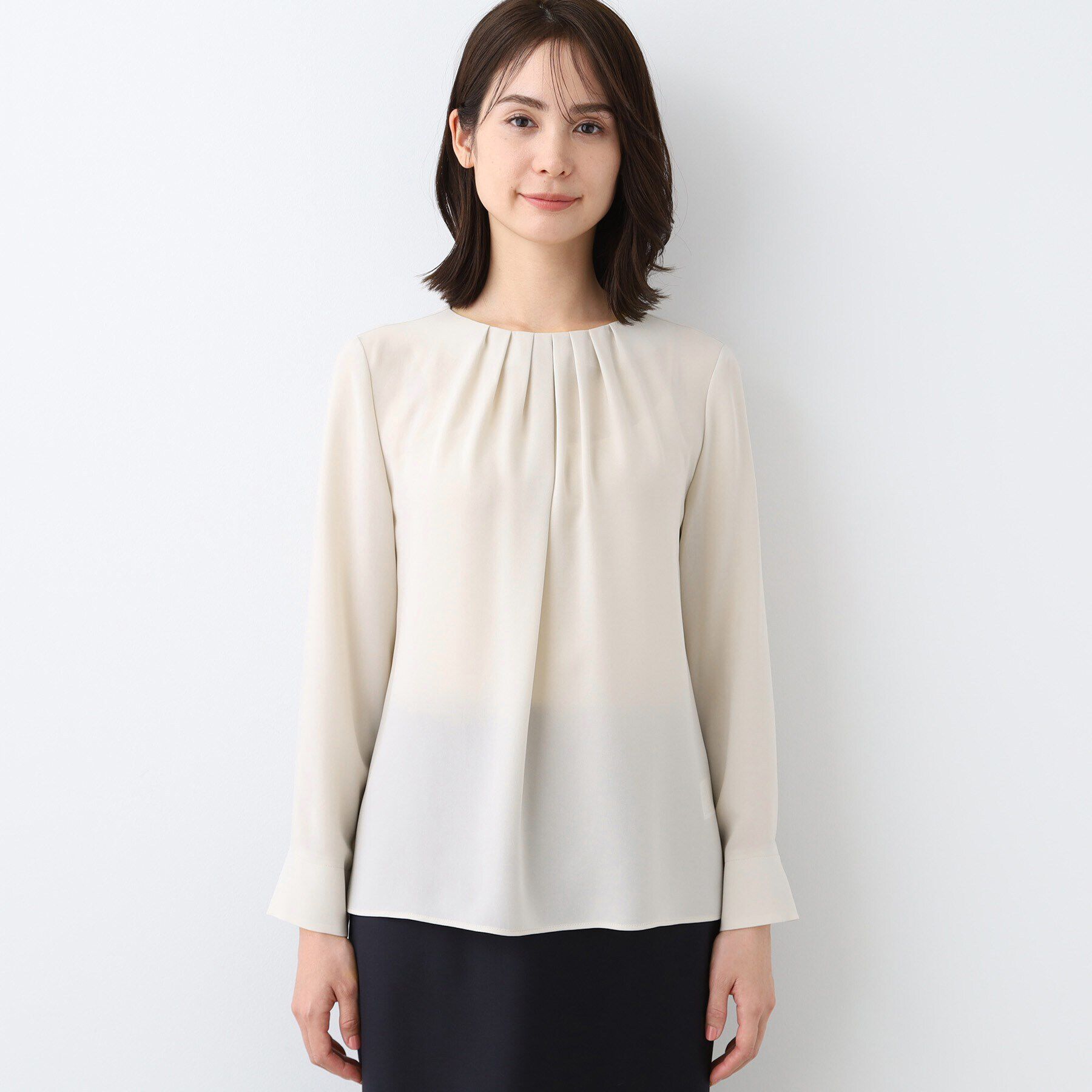 INDIVI「【日本製／トリアセテート混】タックデザインブラウス」|シャツ・ブラウス|