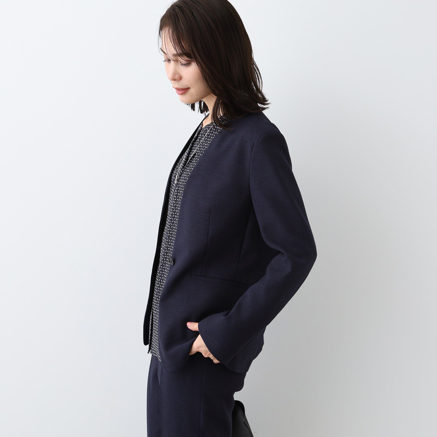 INDIVI「【洗える／スーツ】ノーカラージャケット」|スーツ|