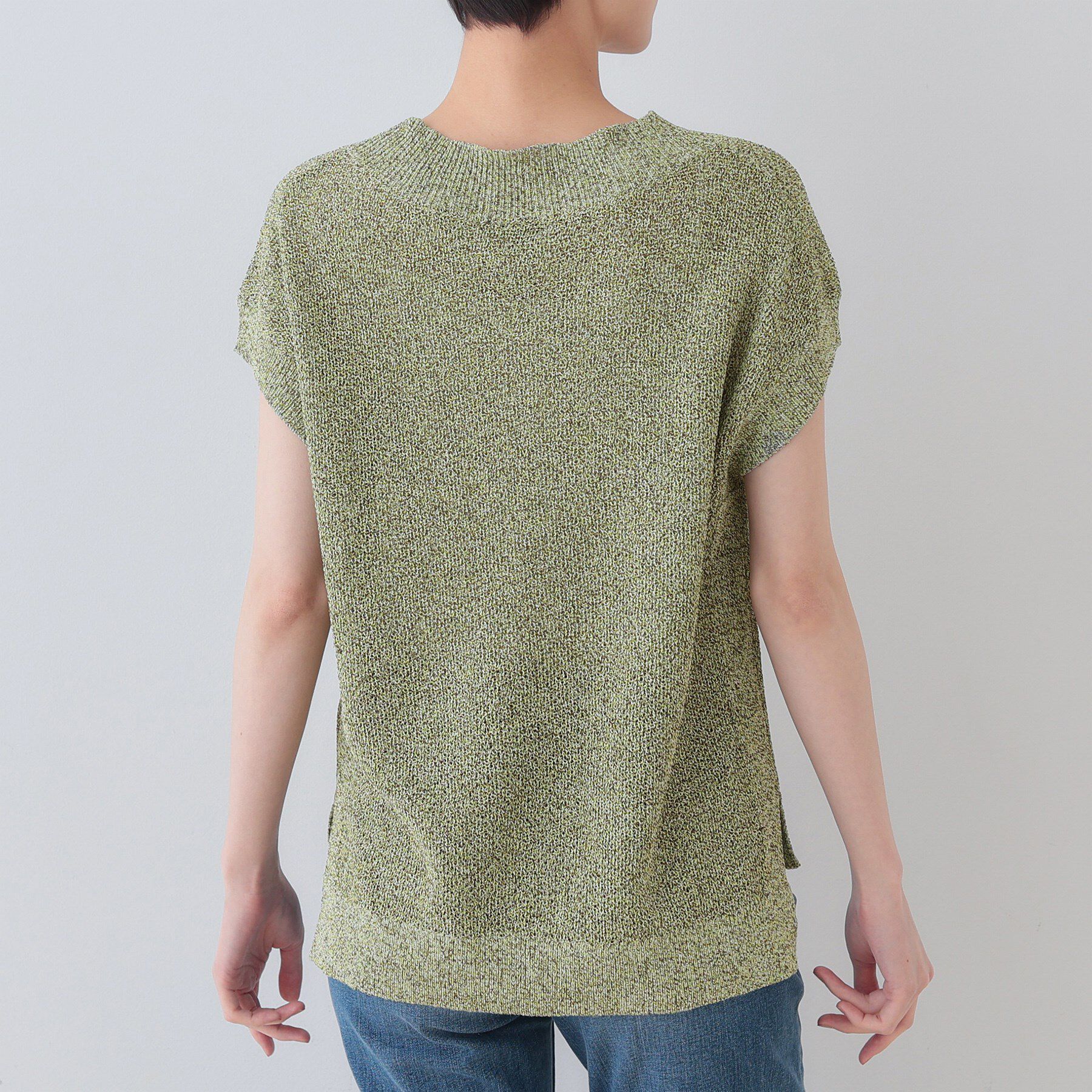 INDIVI「【和紙混素材】フレンチスリーブミックスカラーニット」|ニット・セーター|