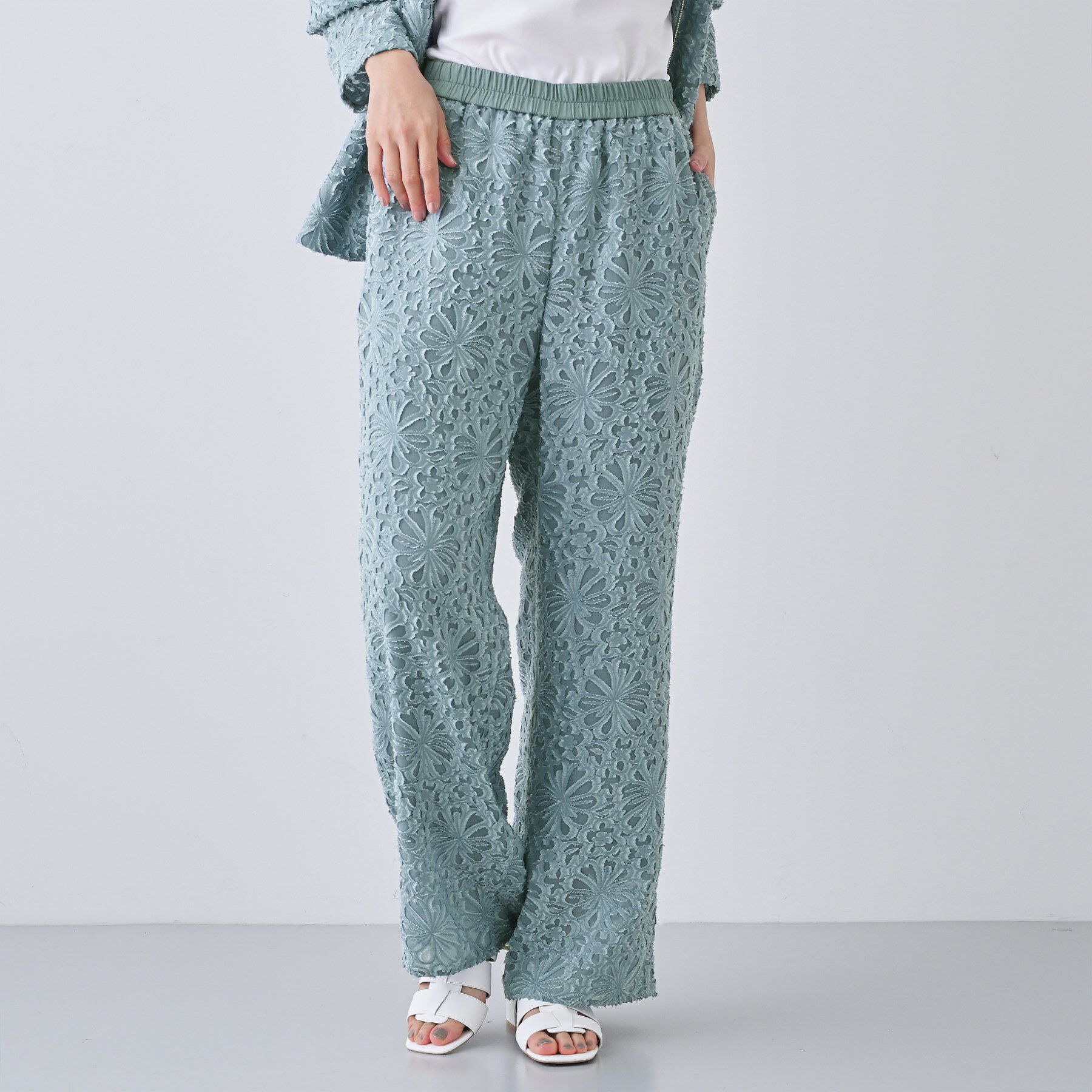 INDIVI「【日本製／SETUP可能】ワイドイージーパンツ」|その他|ブルー(091)