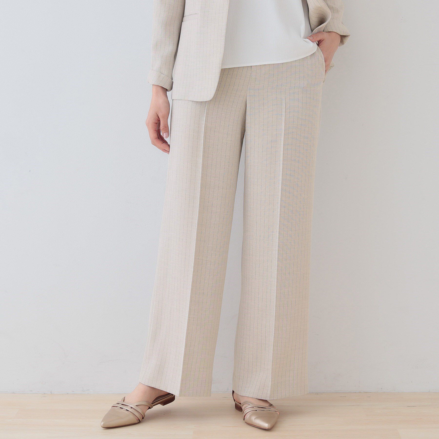 INDIVI「【こなれSETUP】リネンライクワイドパンツ」|その他|