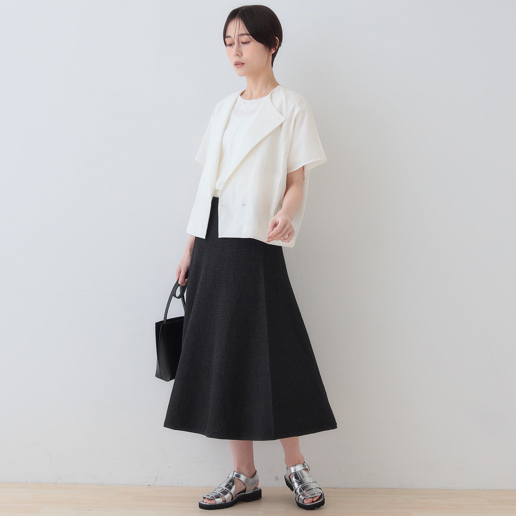 INDIVI「【洗える／和紙混素材／SETUP可能】フレアスカート」|スカート|