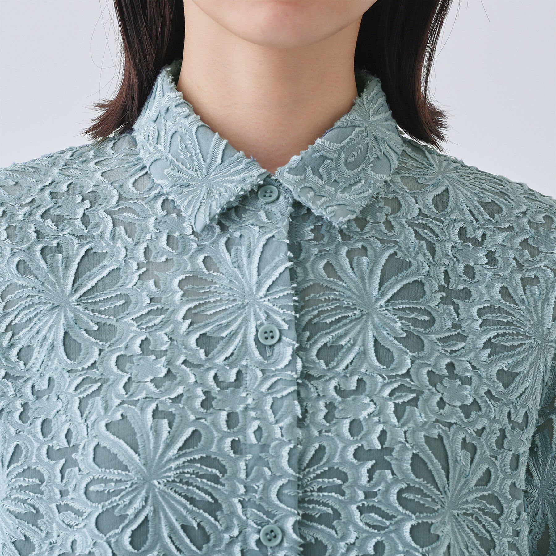 INDIVI「【日本製／SETUP可能】ジャカードレースブラウス」|シャツ・ブラウス|