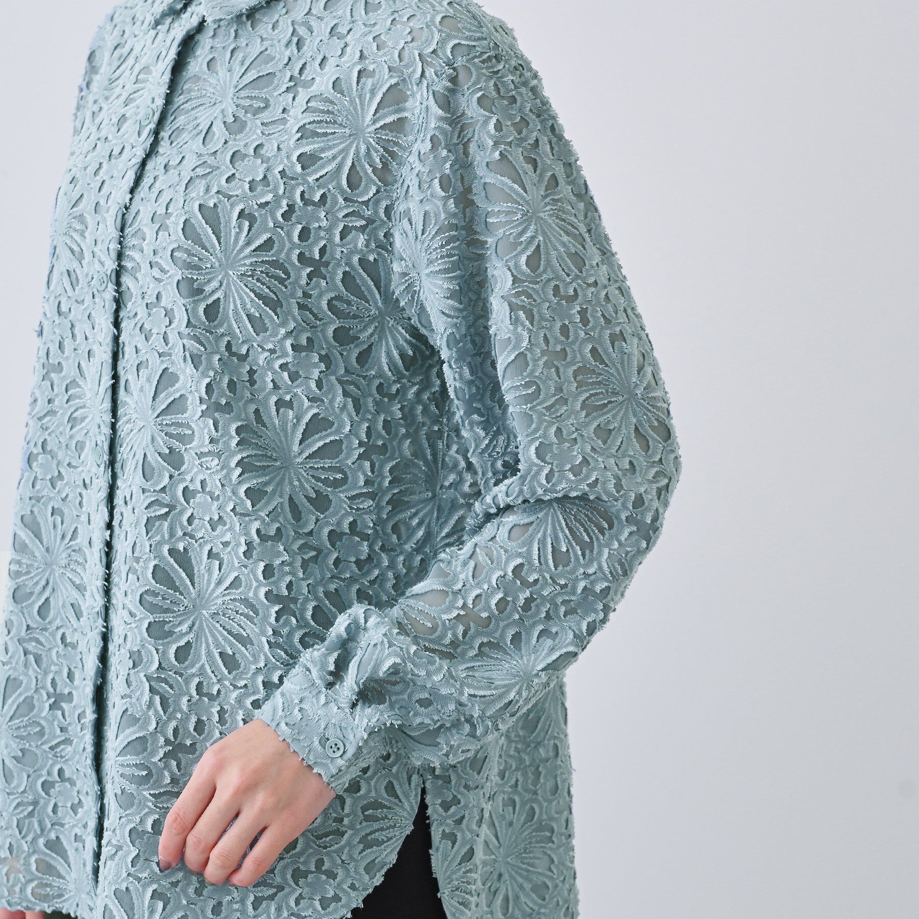 INDIVI「【日本製／SETUP可能】ジャカードレースブラウス」|シャツ・ブラウス|