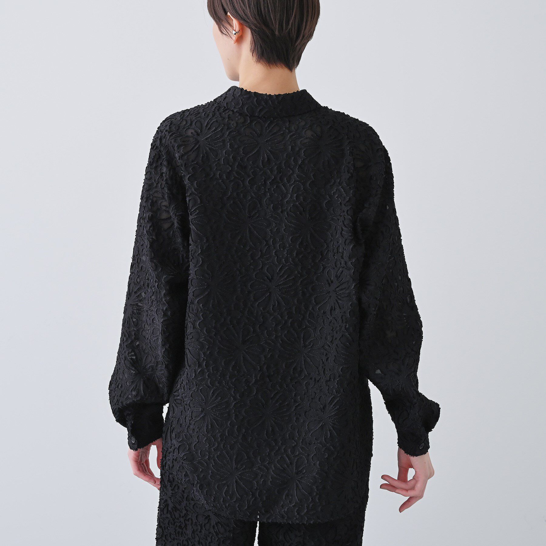 INDIVI「【日本製／SETUP可能】ジャカードレースブラウス」|シャツ・ブラウス|