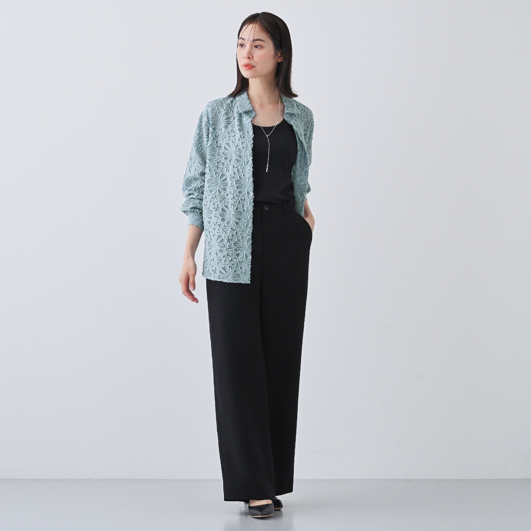 INDIVI「【日本製／SETUP可能】ジャカードレースブラウス」|シャツ・ブラウス|