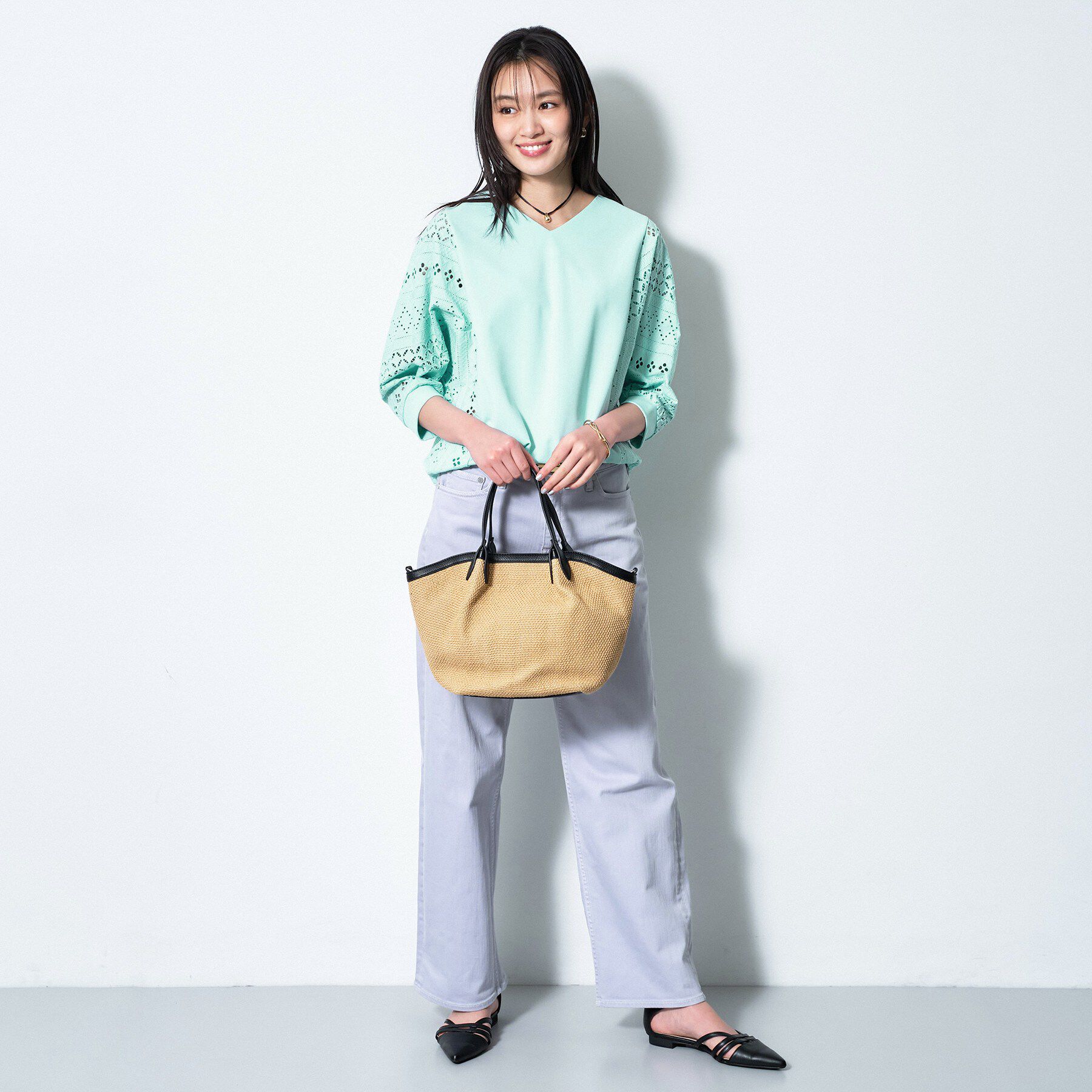 INDIVI「【洗える／体型カバー】レースコンビトップス」|Tシャツ・カットソー|