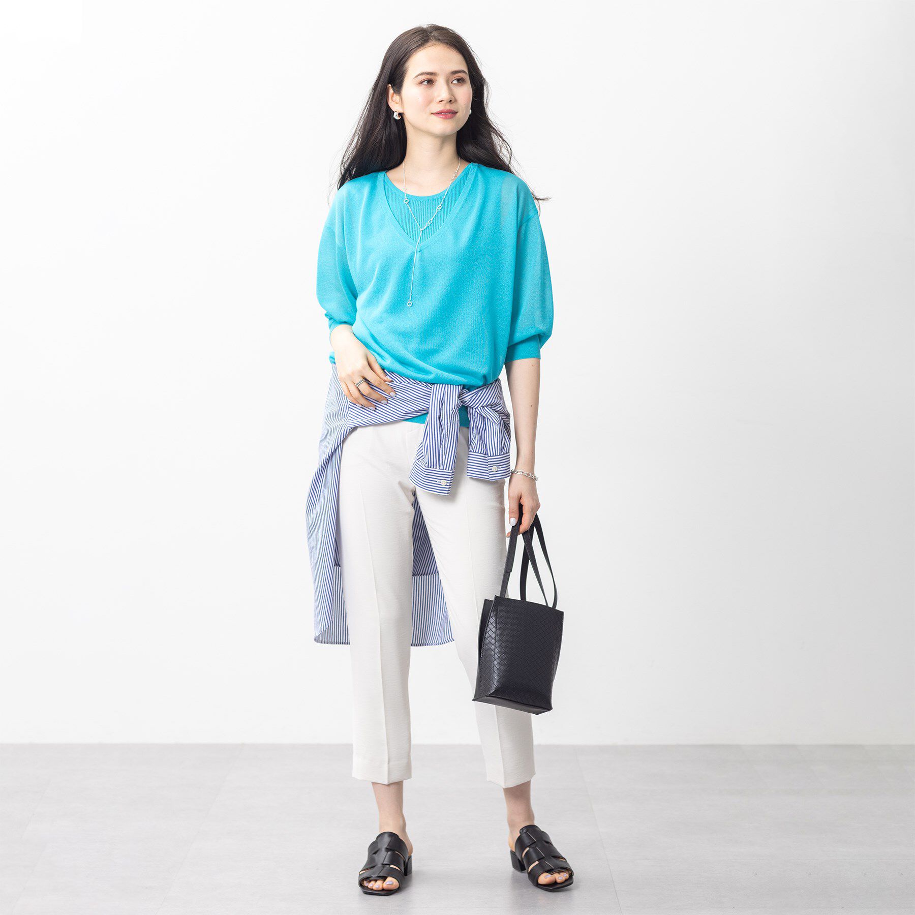 INDIVI「【洗える／シアーラメ】レイヤード風ニット」|ニット・セーター|