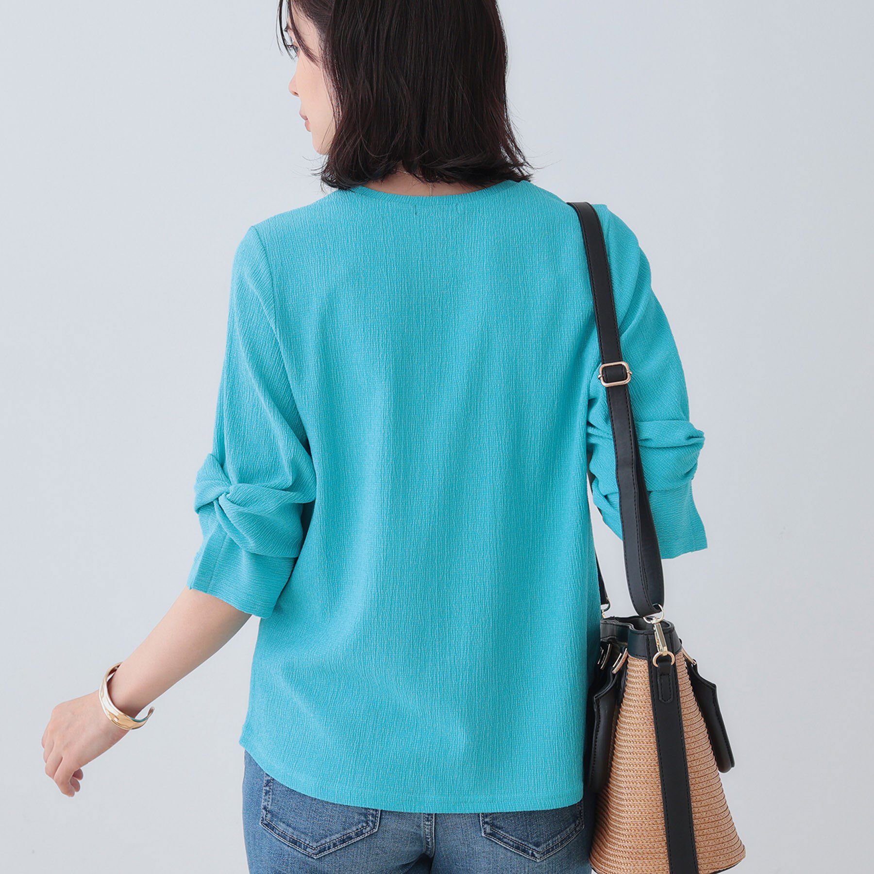 INDIVI「【洗える／吸水速乾／UVケア】ねじりデザイン袖カットソー」|Tシャツ・カットソー|