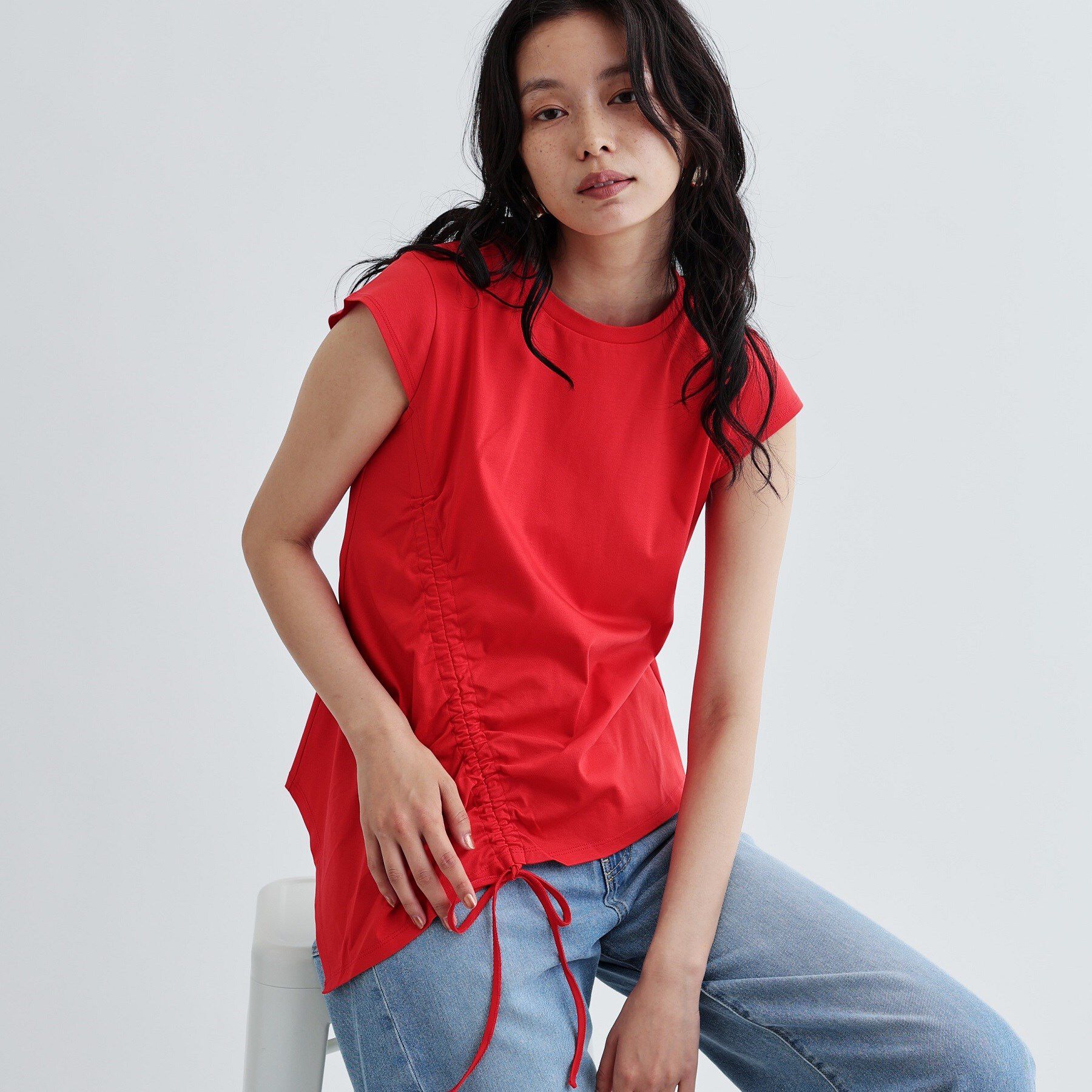 GALLEST「イレギュラーシャーリングヘムカットソー」|Tシャツ・カットソー|レッド(062)