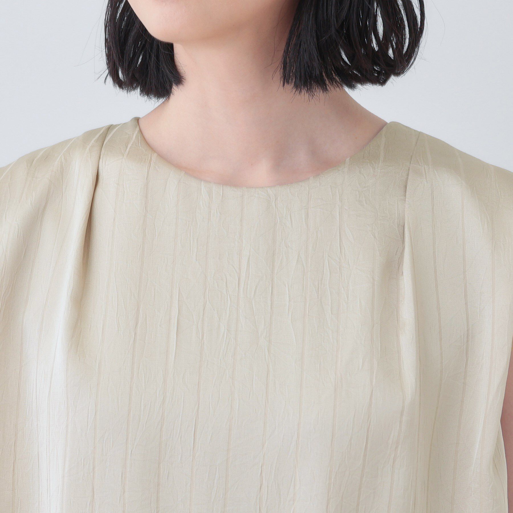 INDIVI「【洗える／UVケア／セット見え】ストライプ柄サテンワンピース」|ワンピース|