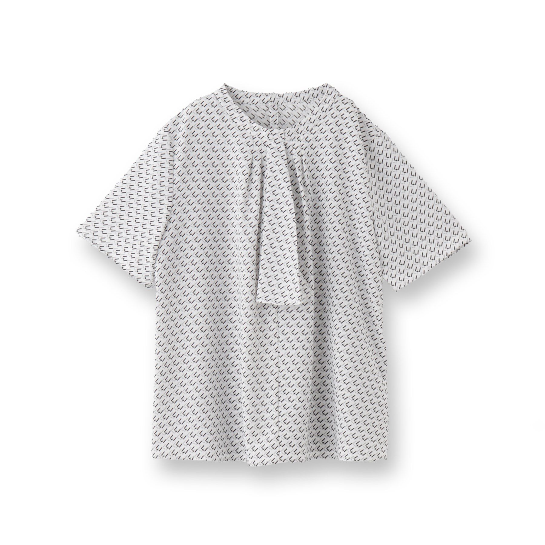 INDIVI「【洗える／UVケア】幾何学柄＆無地ボウタイブラウス」|シャツ・ブラウス|