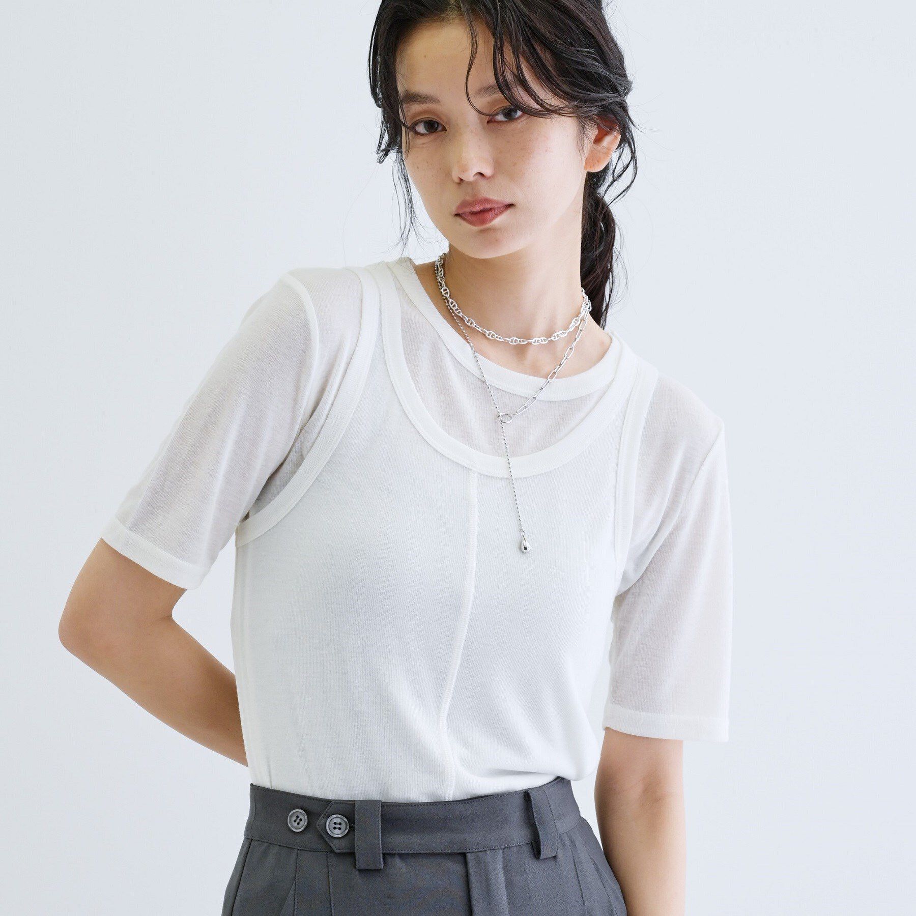 GALLEST「タンクセットテレコTシャツ」|Tシャツ・カットソー|オフホワイト(003