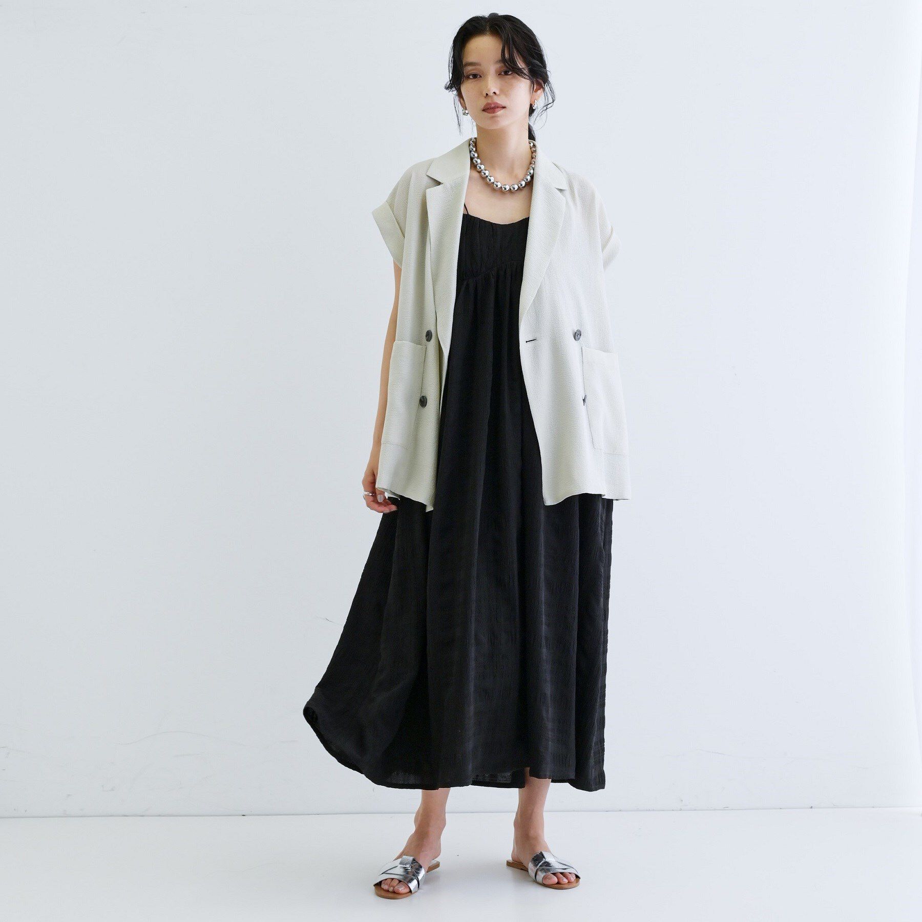 GALLEST「ワッシャー半袖シャツジャケット」|テーラードジャケット|