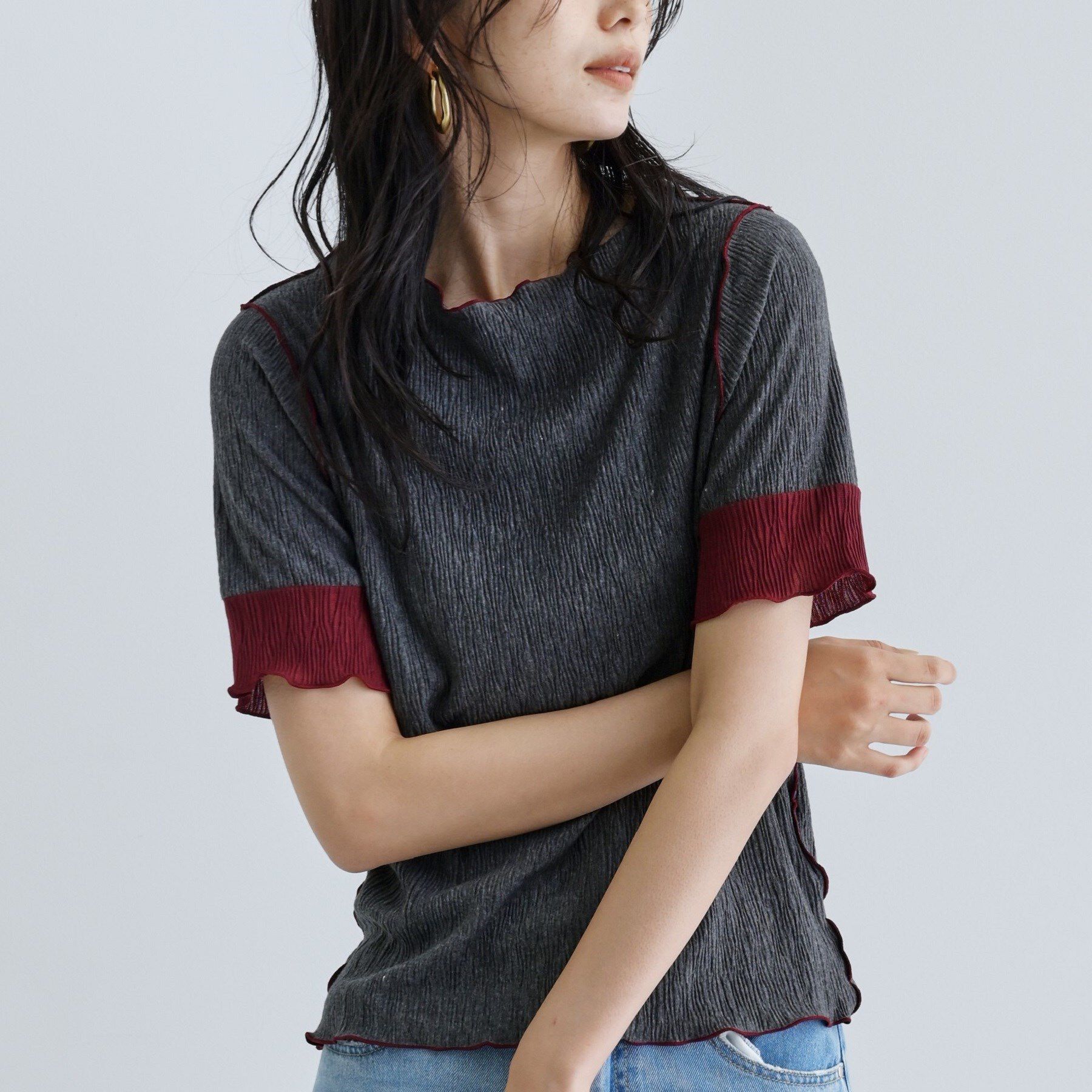 GALLEST「【一部店舗限定】バイカラープリーツカットソー」|Tシャツ・カットソー|