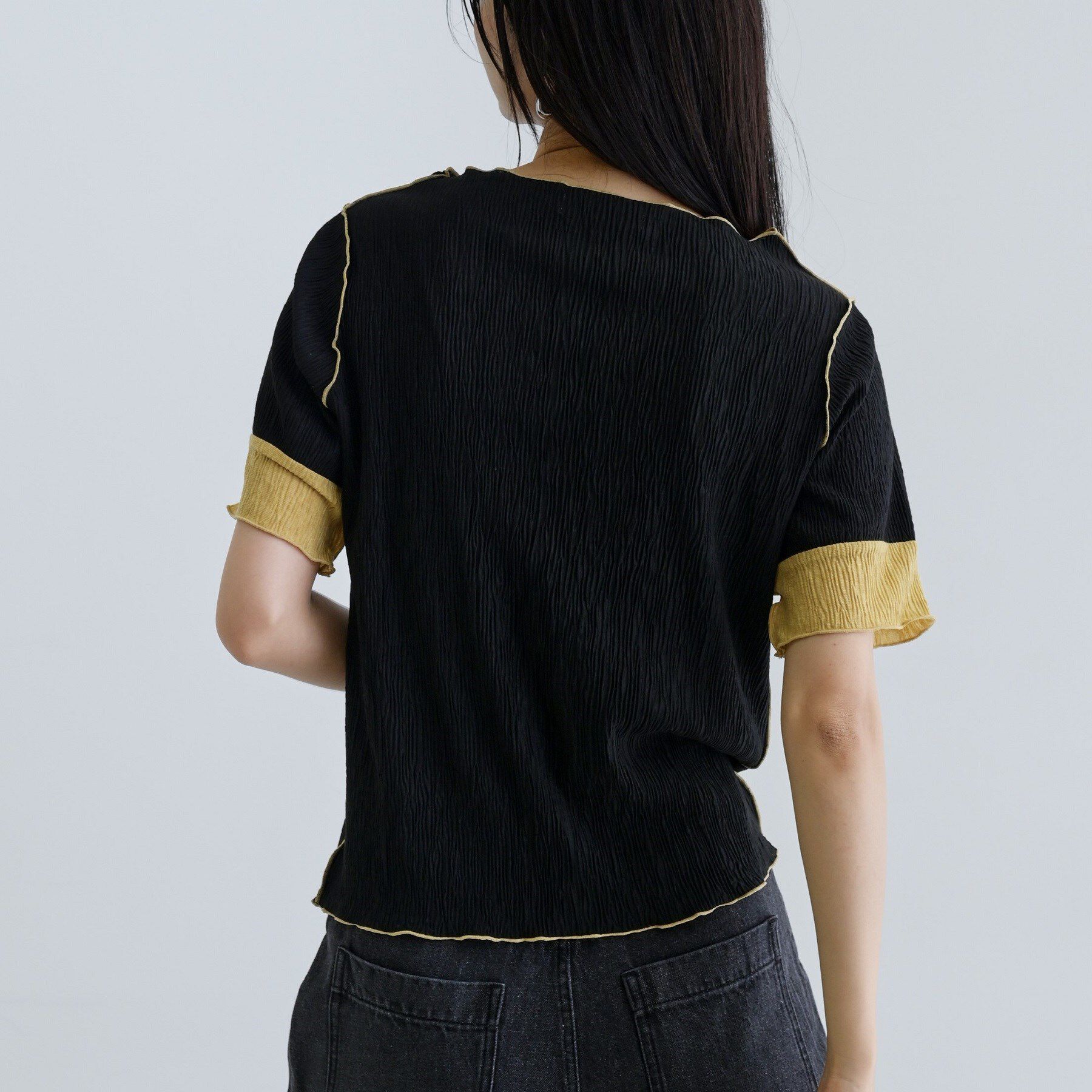 GALLEST「【一部店舗限定】バイカラープリーツカットソー」|Tシャツ・カットソー|