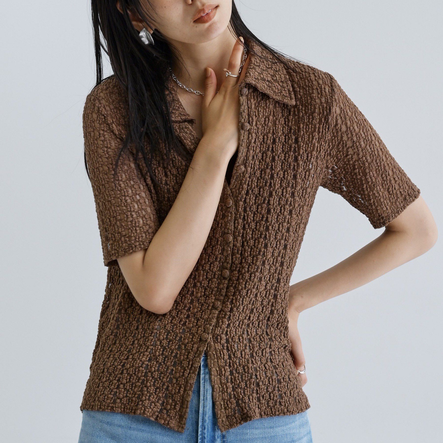 GALLEST「【一部店舗限定】カットレースポロ」|シャツ・ブラウス|